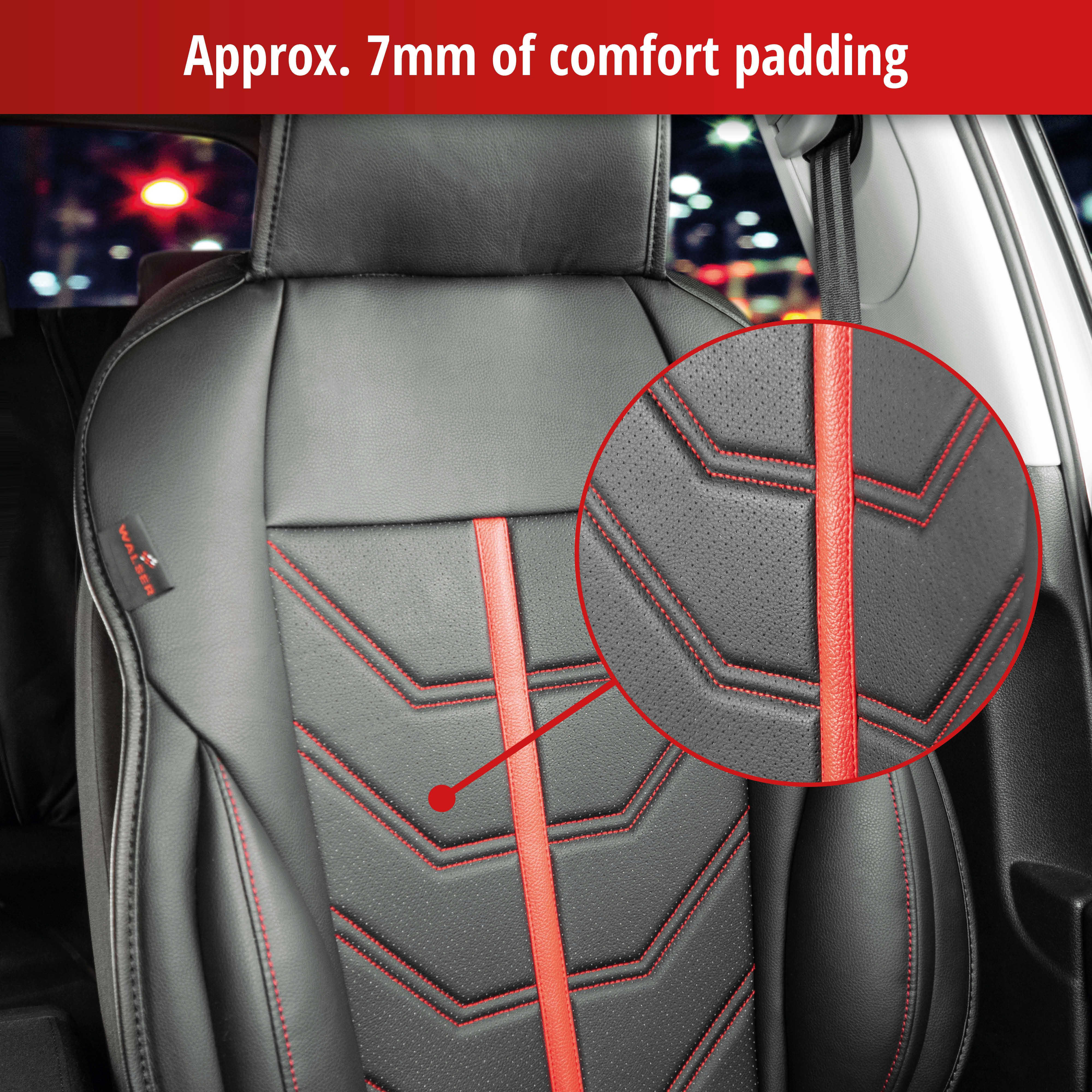 Car Seat cover Kimi, seat protector for cars in racing look black/red