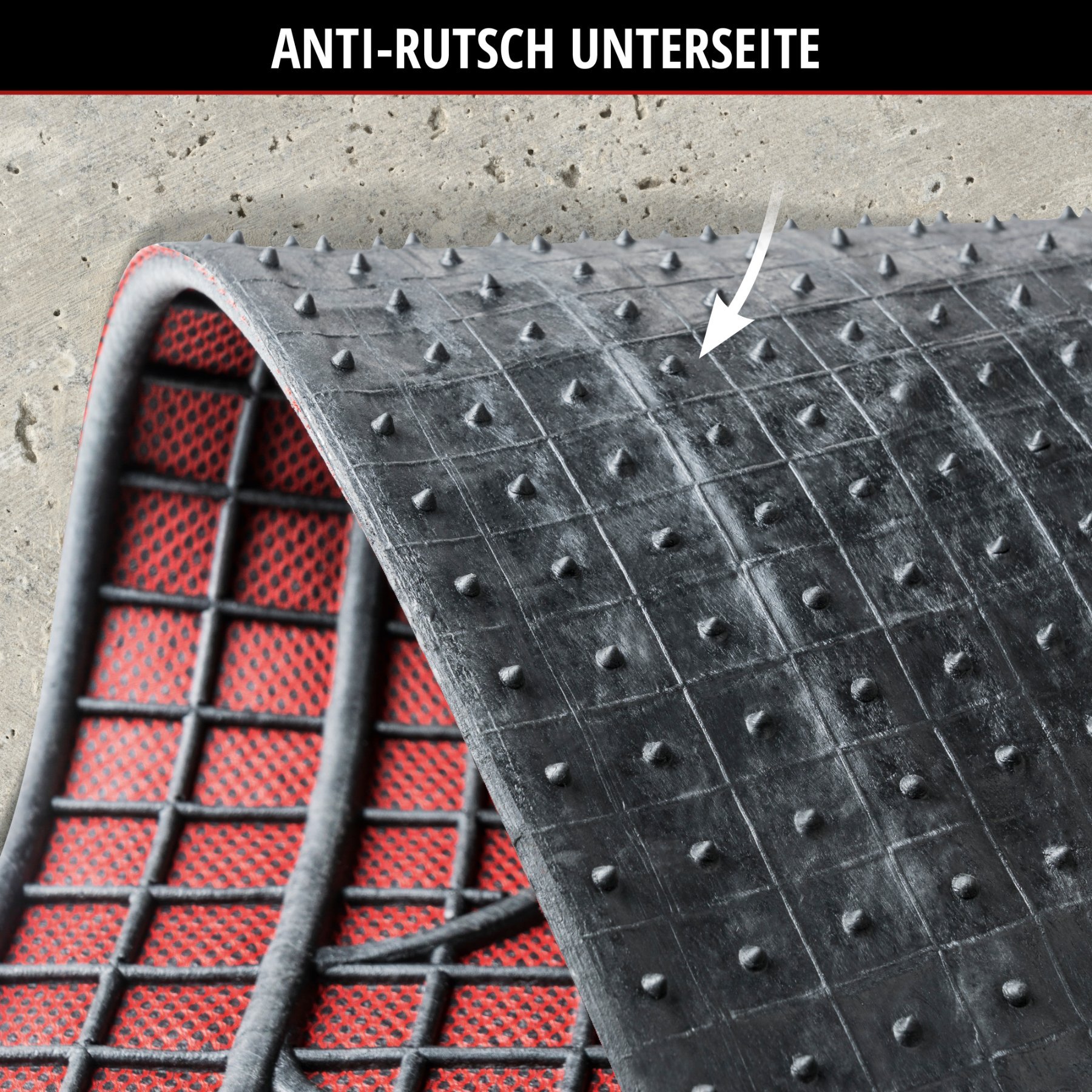 Gummimatten New Style, zuschneidbares Automattenset rot/schwarz