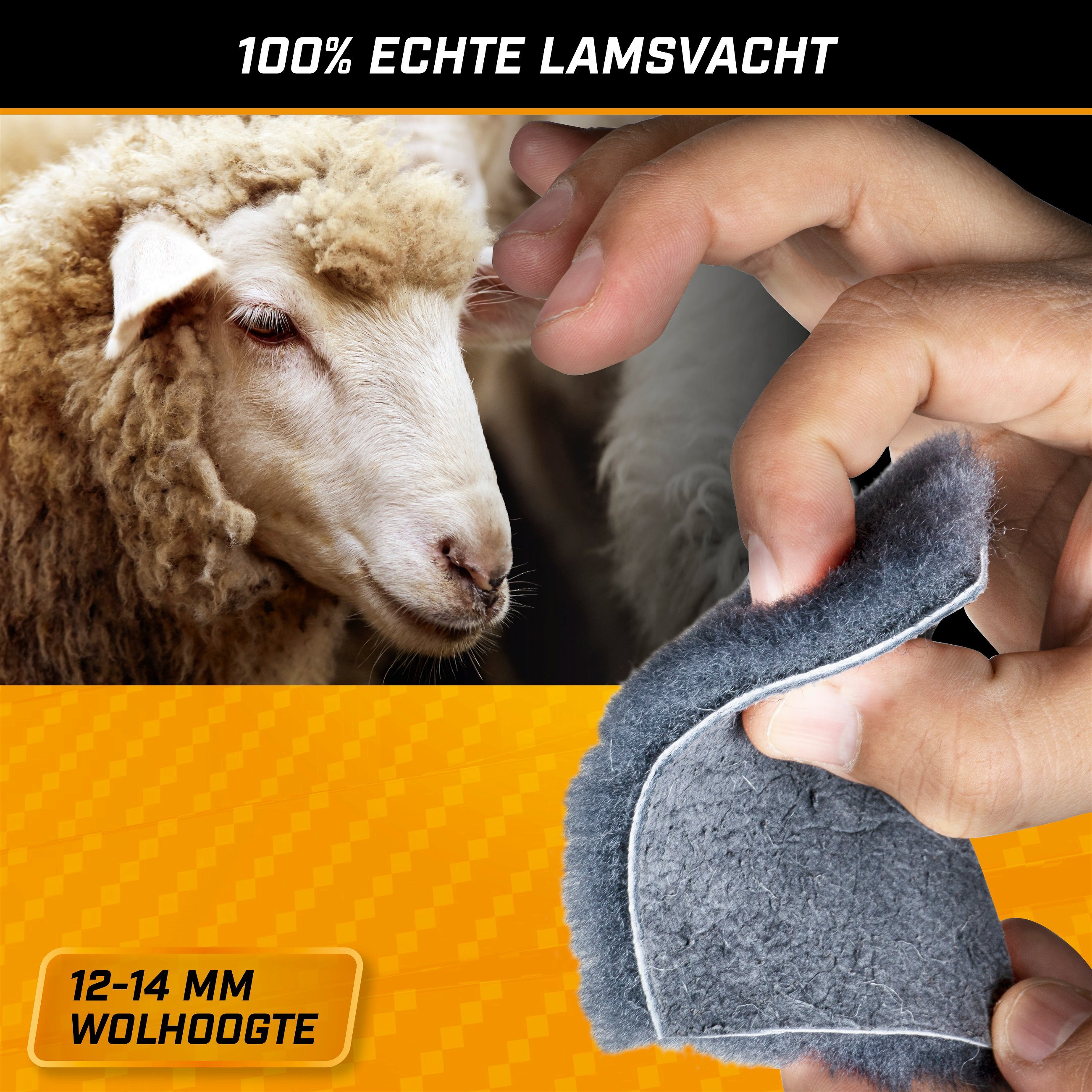Autostoelhoes Lamsvel Cosmo, Stoelbekleding Lamsvel antraciet