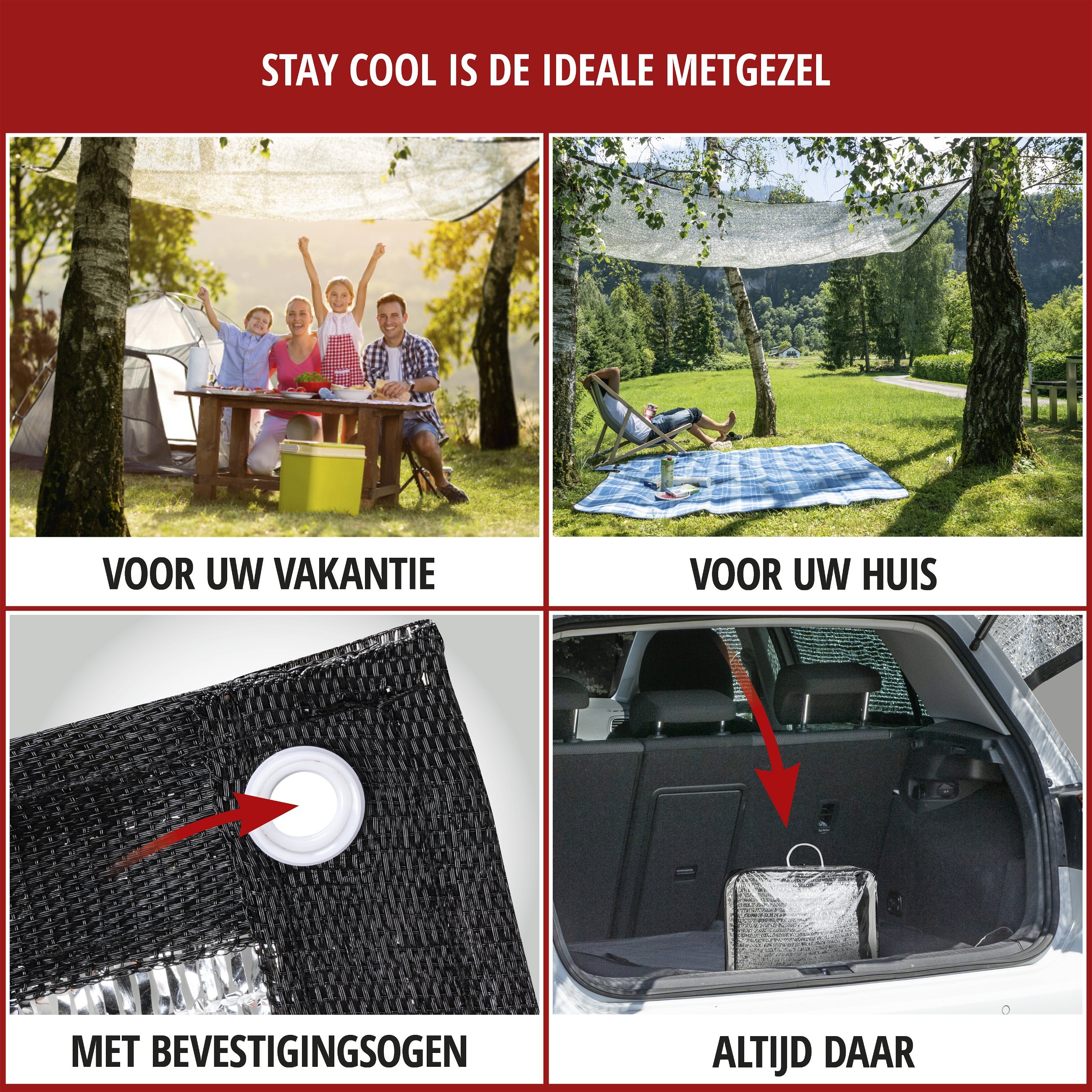 Zonwerend net, zonwerende schaduw, zonnezeil, warmtebescherming, schaduwnet, UV-bescherming Stay Cool 4x6m 31096