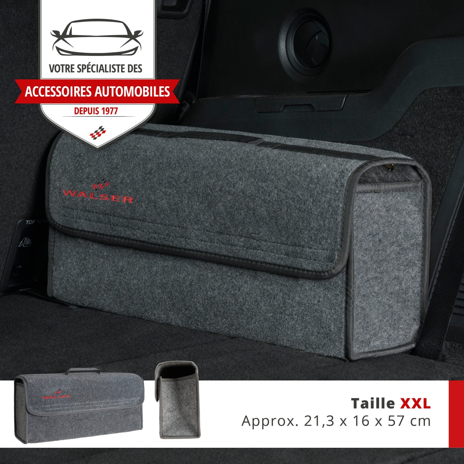 Sac de coffre Toolbag taille XXL, sac de rangement pour voiture gris 57x16x21cm