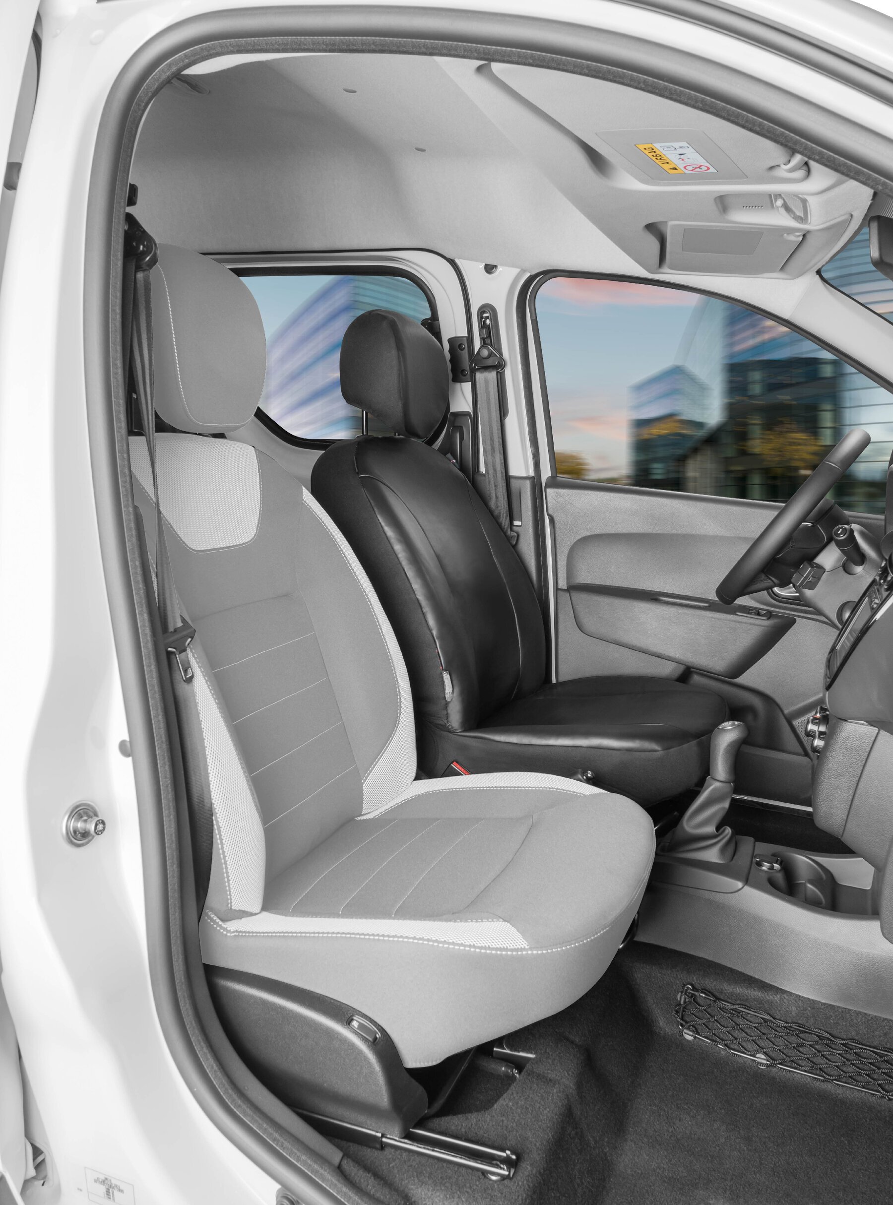 Autostoelhoes Transporter Fit Kunstleer antraciet geschikt voor Dacia Dokker, Enkele zetel Bestuurder
