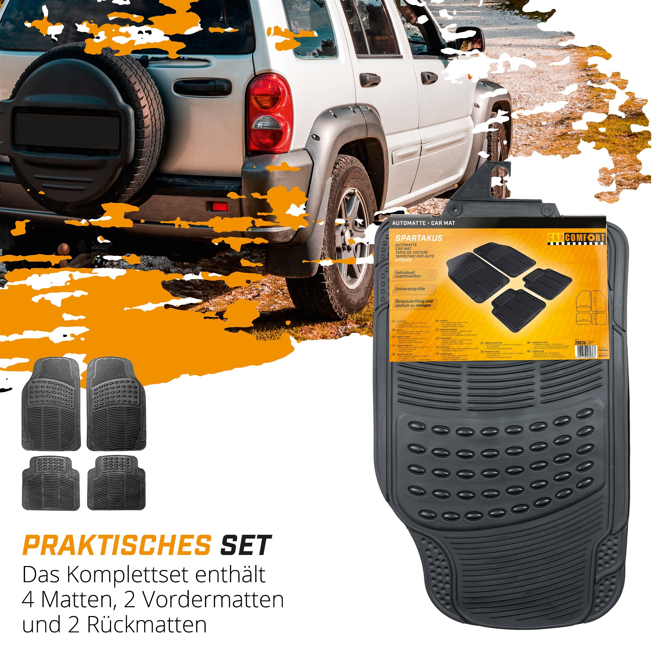 Gummimatte Spartakus, zuschneidbares Automattenset schwarz