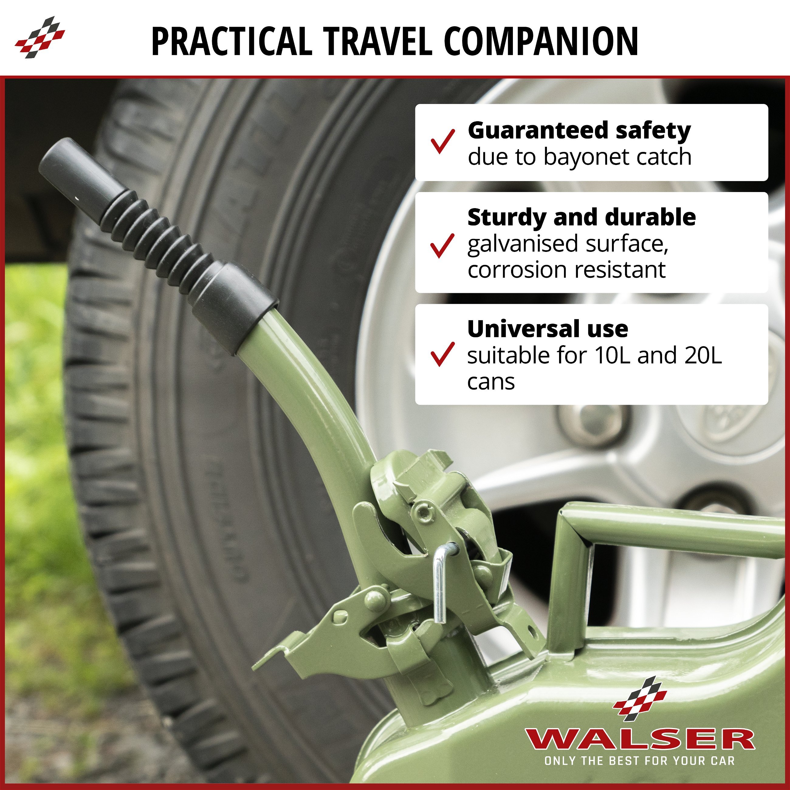 Petrol can spout, spout for canister olive green 25 cm