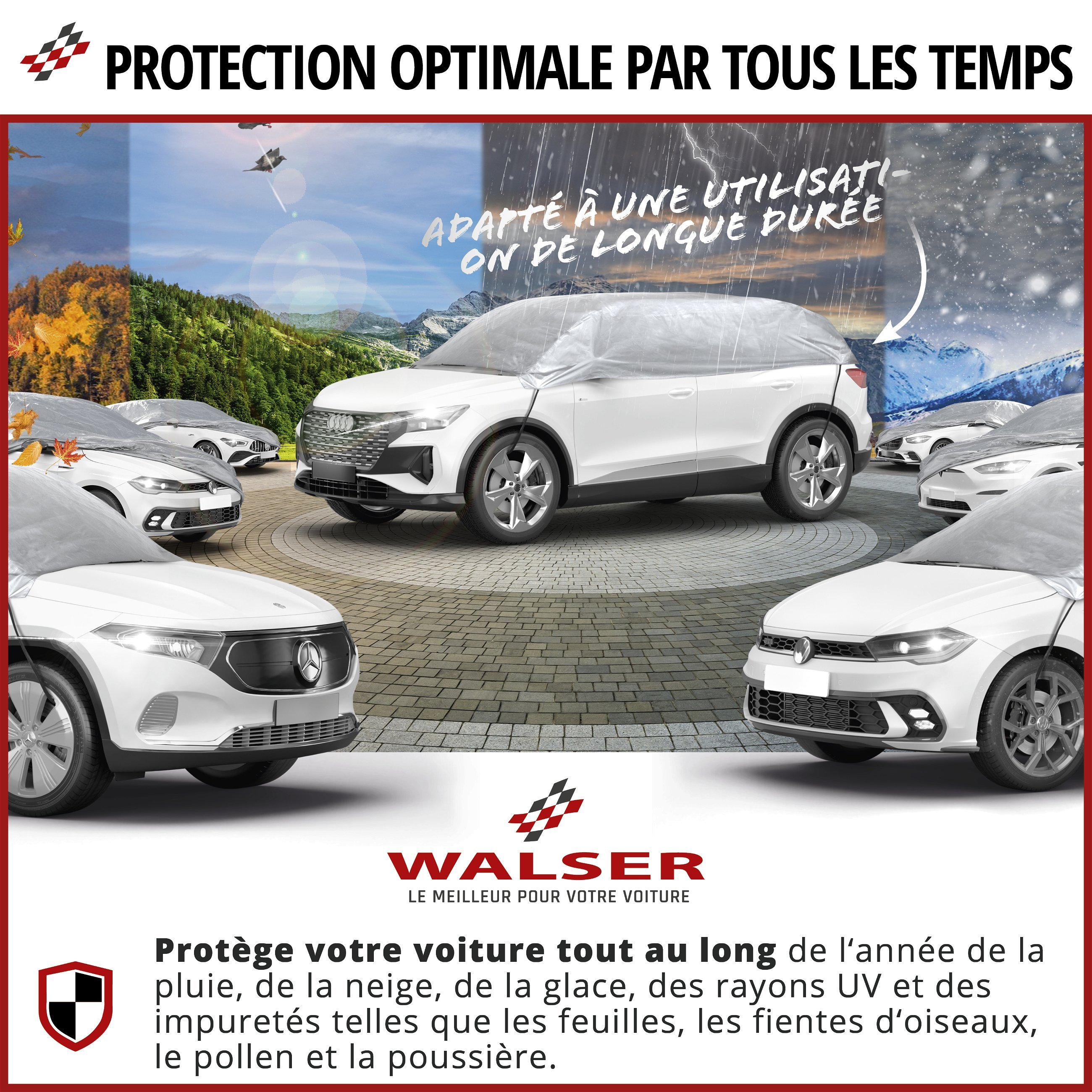 Bâche voiture All Weather Basic, bâche de voiture demi-garage taille L argent