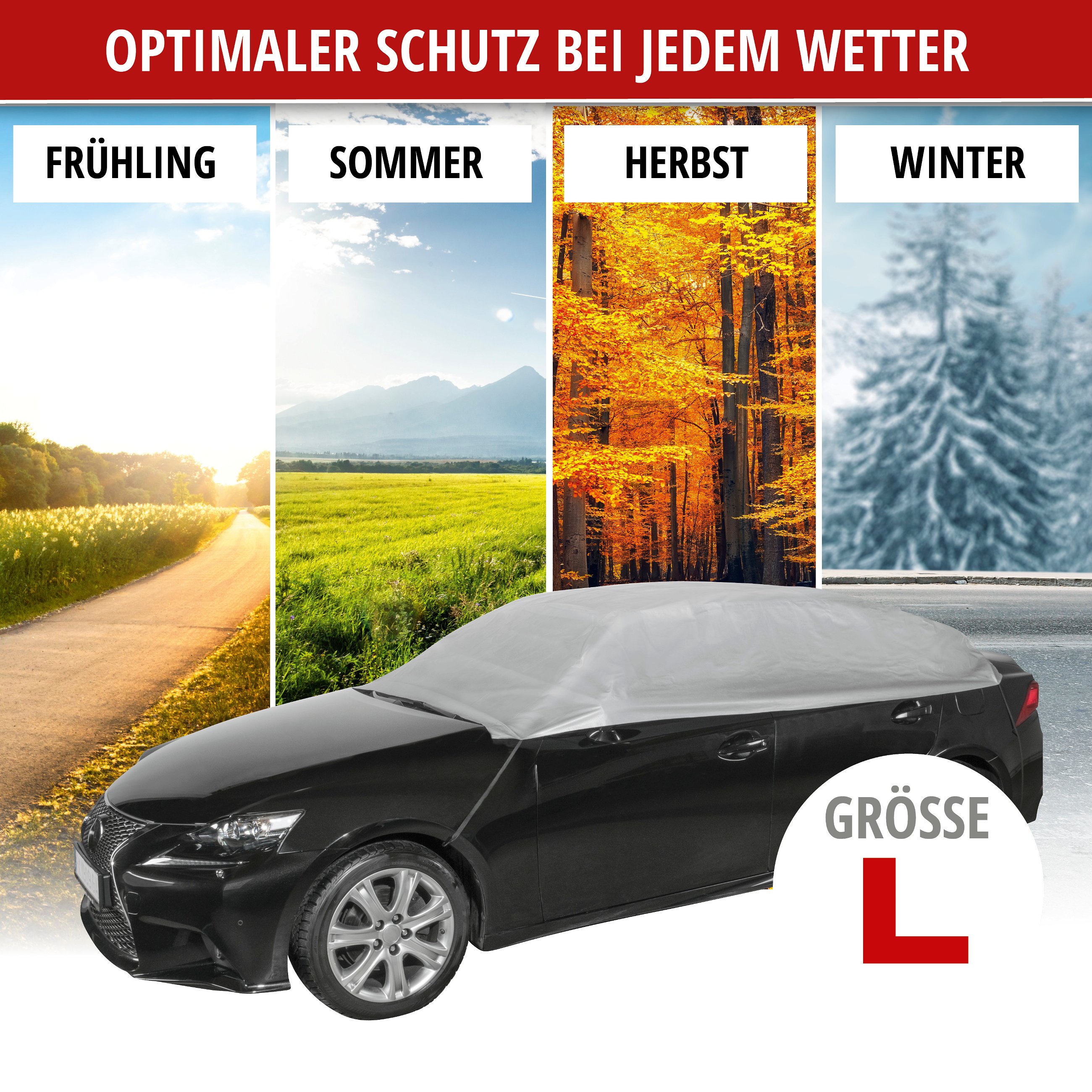 Autoplane All Weather Light Größe L, PKW-Abdeckplane Halbgarage hellgrau