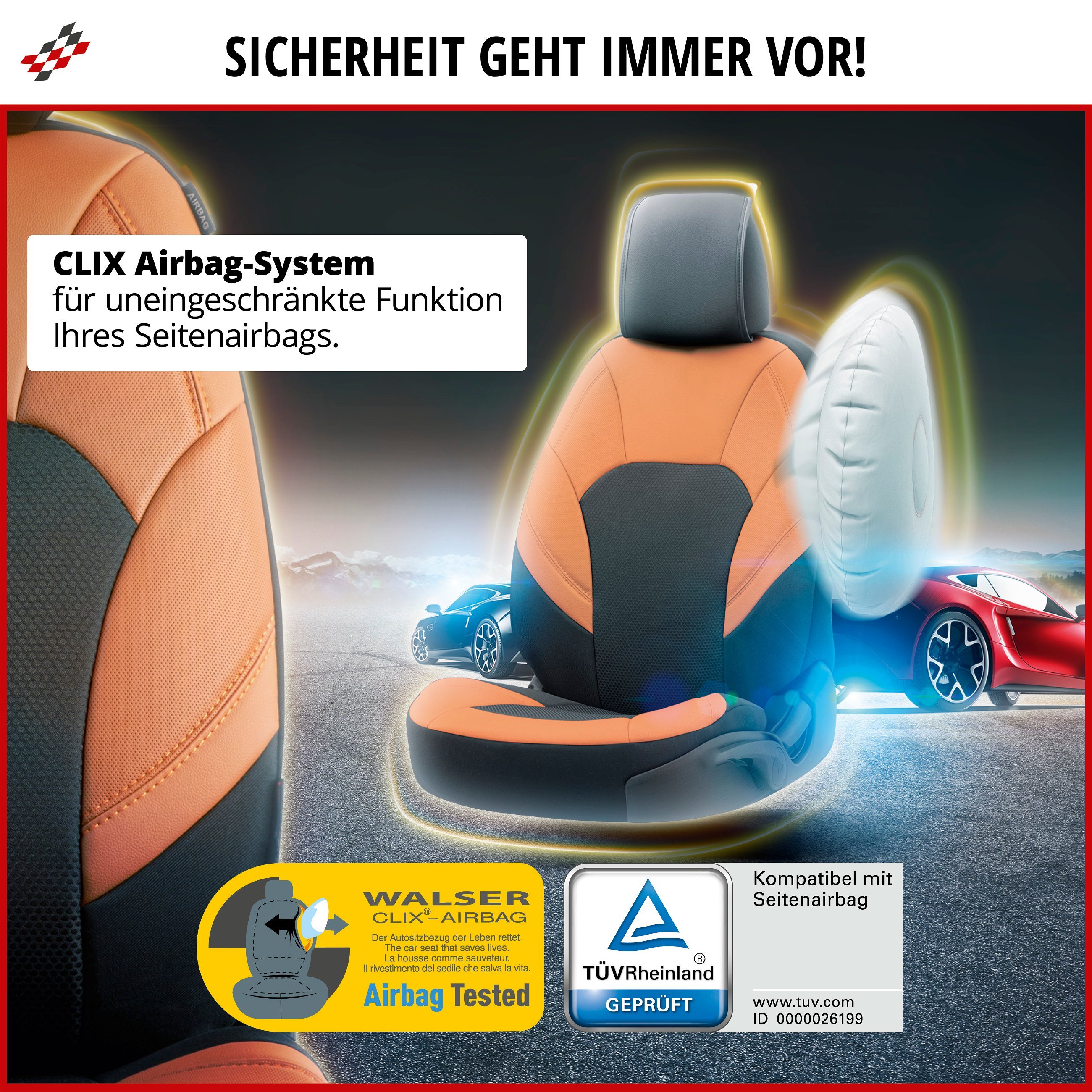 Autositzbezug ZIPP-IT Deluxe Hampton, PKW-Schonbezüge für 2 Vordersitze mit Reißverschluss-System schwarz/braun