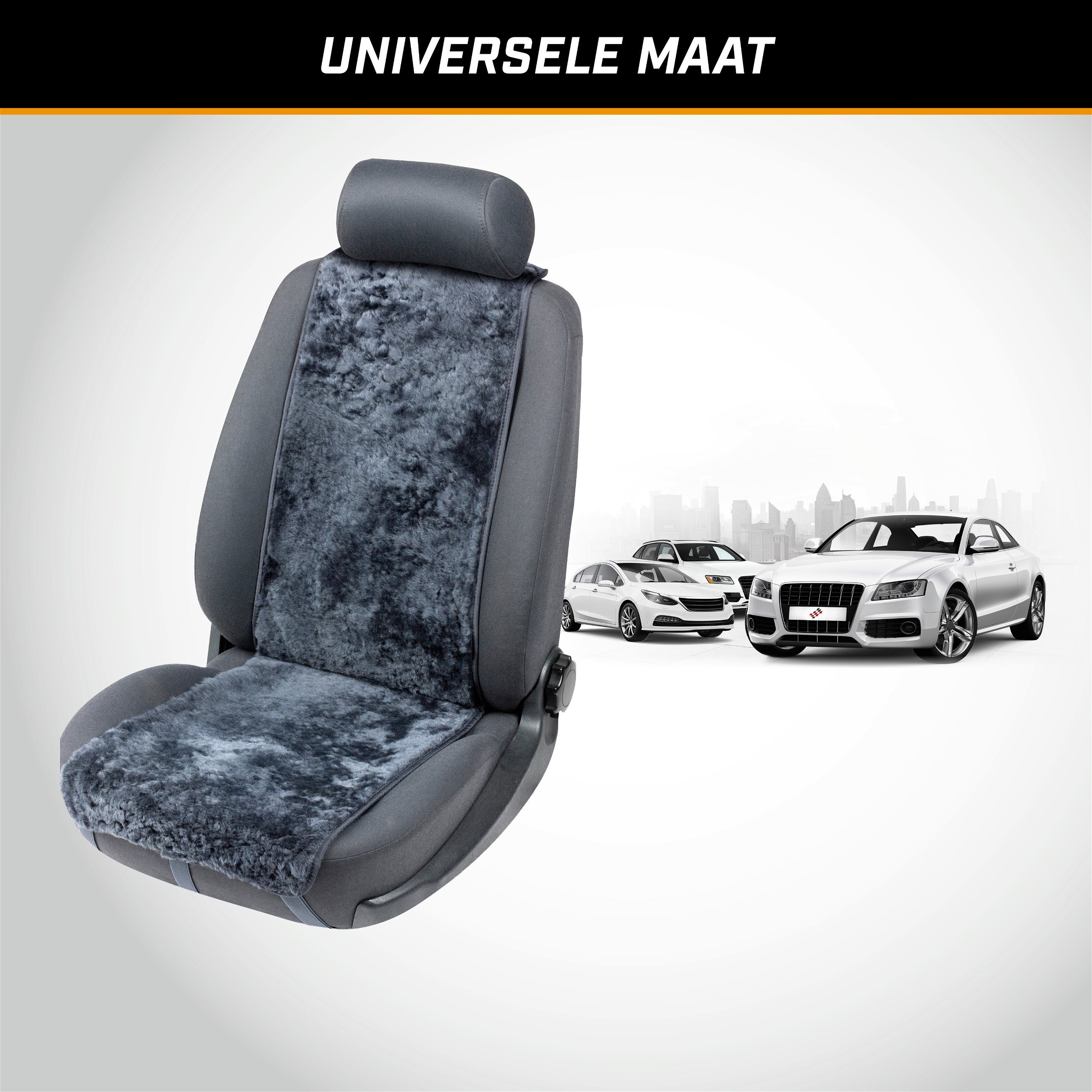 Autostoelhoes Lamsvel Cosmo, Stoelbekleding Lamsvel antraciet