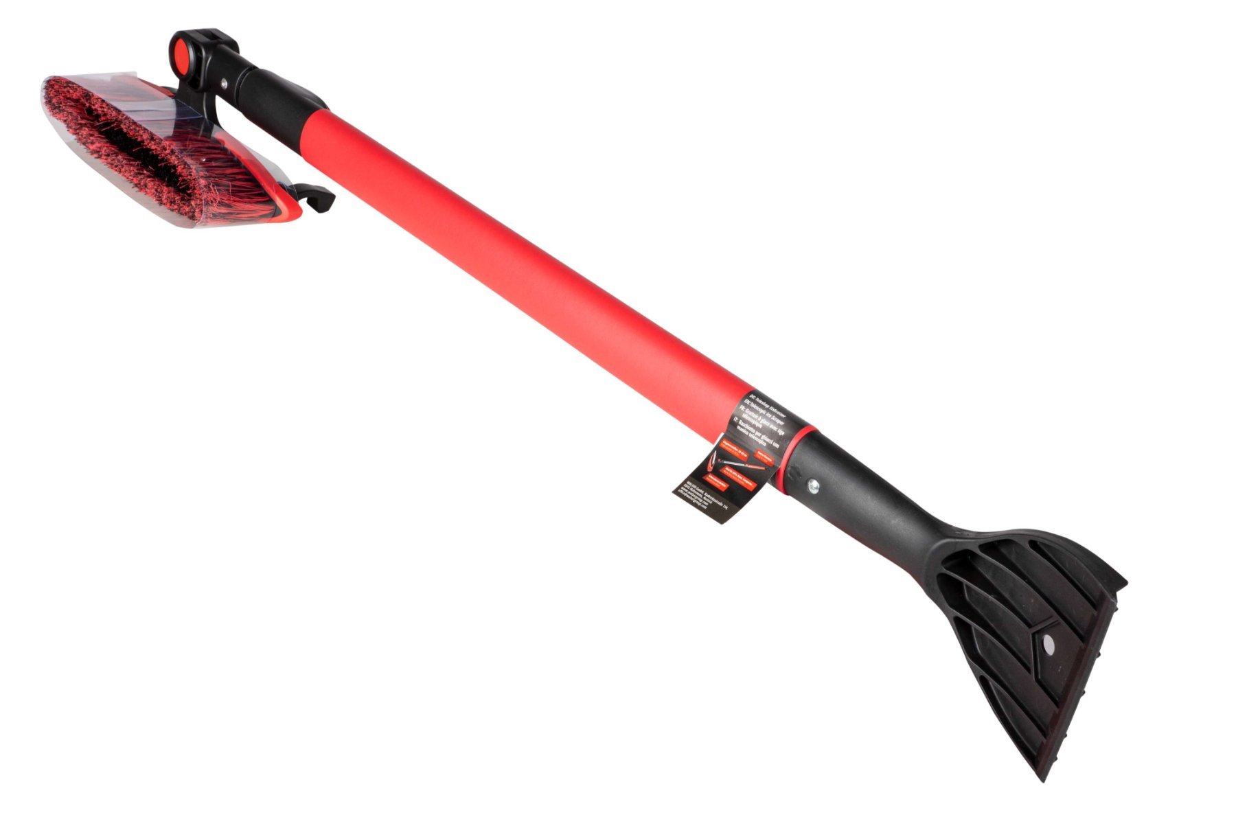 Sneeuwschuiver met ijskrabber telescopisch 92-132 cm rood/zwart