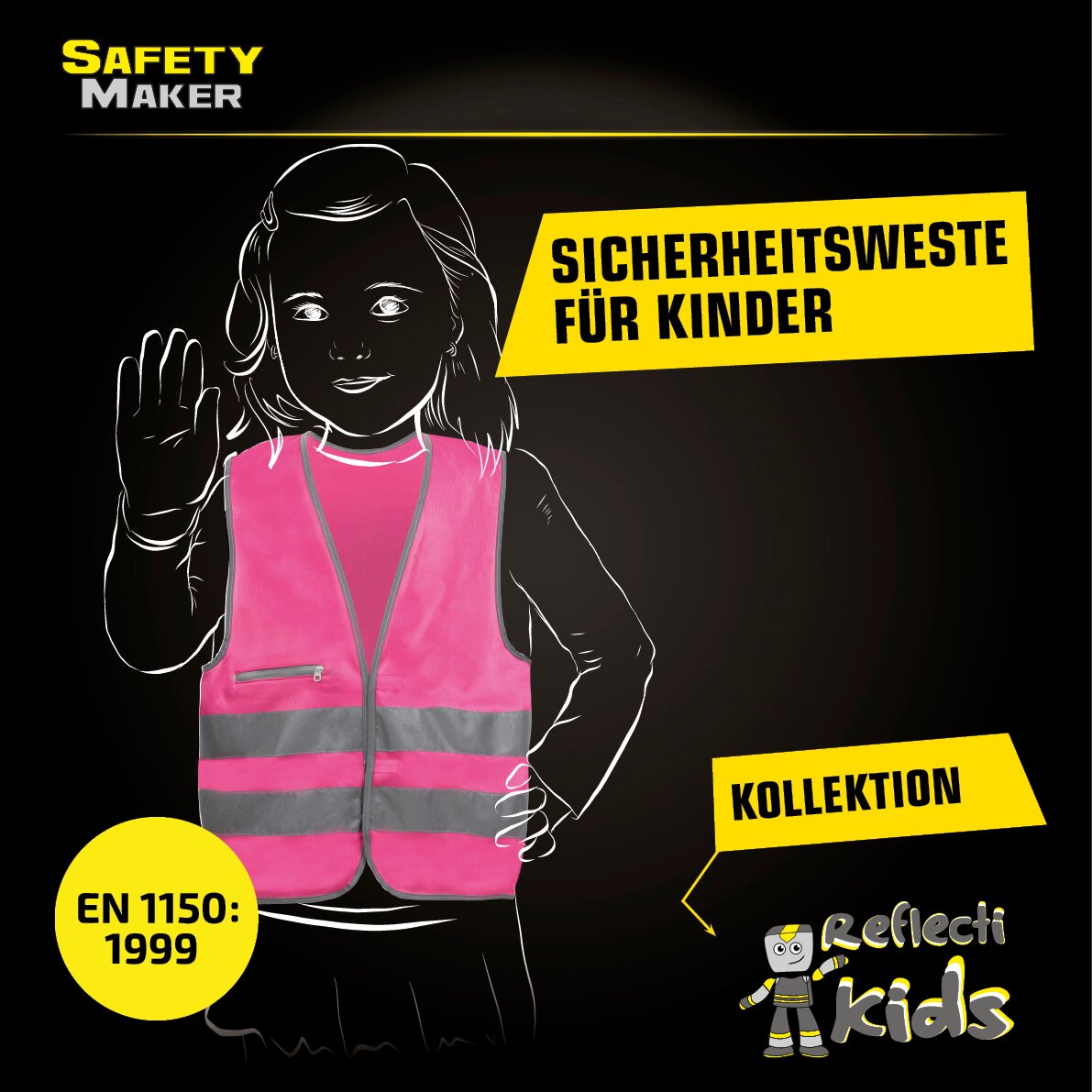 Sicherheitsweste 3-6 Jahre pink