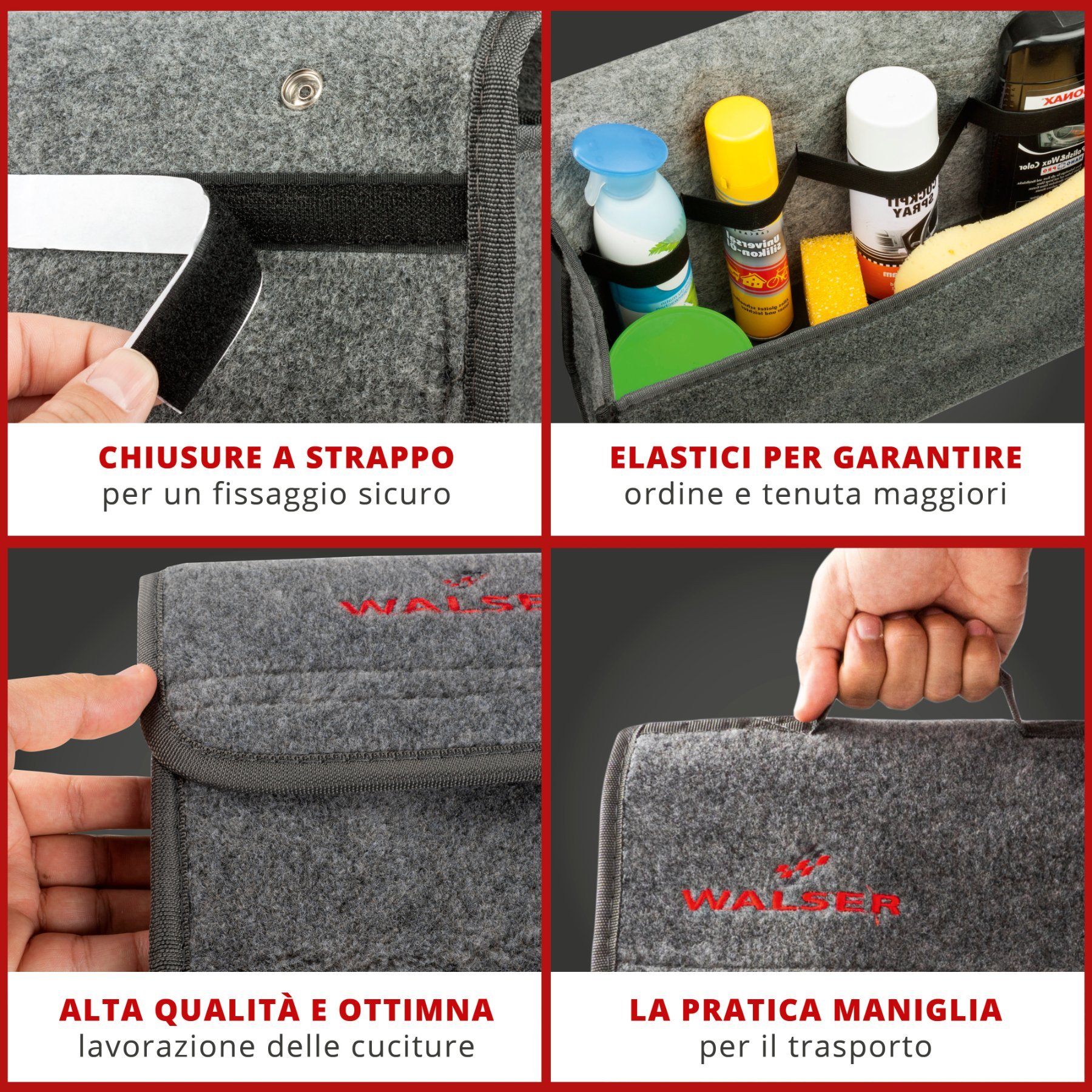Borsa per il bagagliaio dell'auto Toolbag taglia XXL, borsa di stoccaggio auto grigio 57x16x21cm