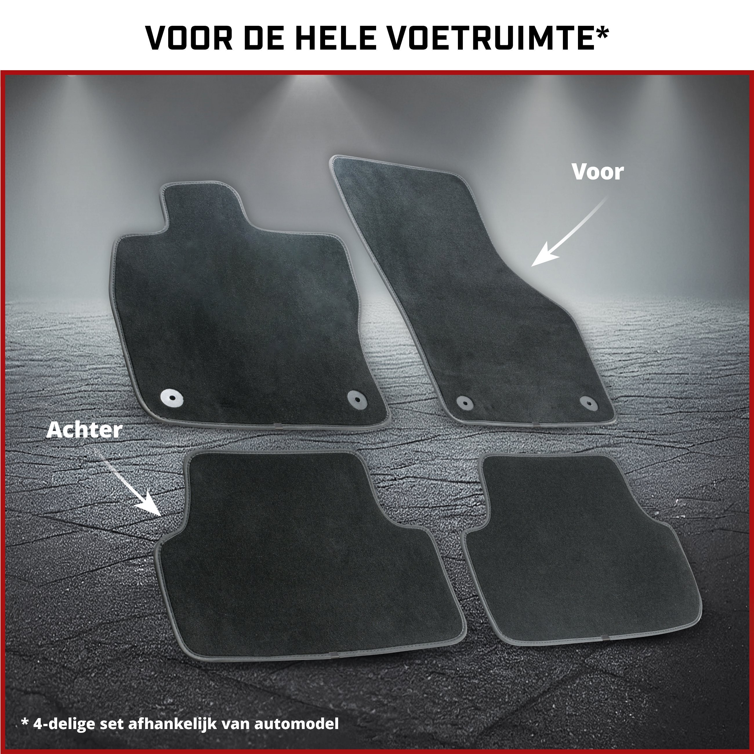 Nadelfilz Velours premium voetmatten geschikt voor VW T5 Transporter (04/2003-08/2015), T6 Transporter (04/2015-Vandaag), 2-zits