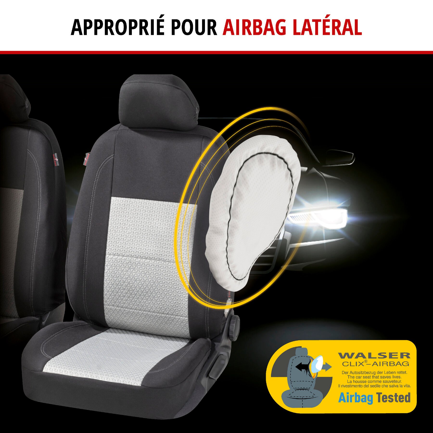 ZIPP IT Premium Housse de sièges Avignon complet avec système de fermeture éclair noir/argent