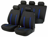 Auto stoelbeschermer Hastings, Autostoelhoes, set, 2 stoelbeschermer voor voorstoel, 1 stoelbeschermer voor achterbank zwart/blauw