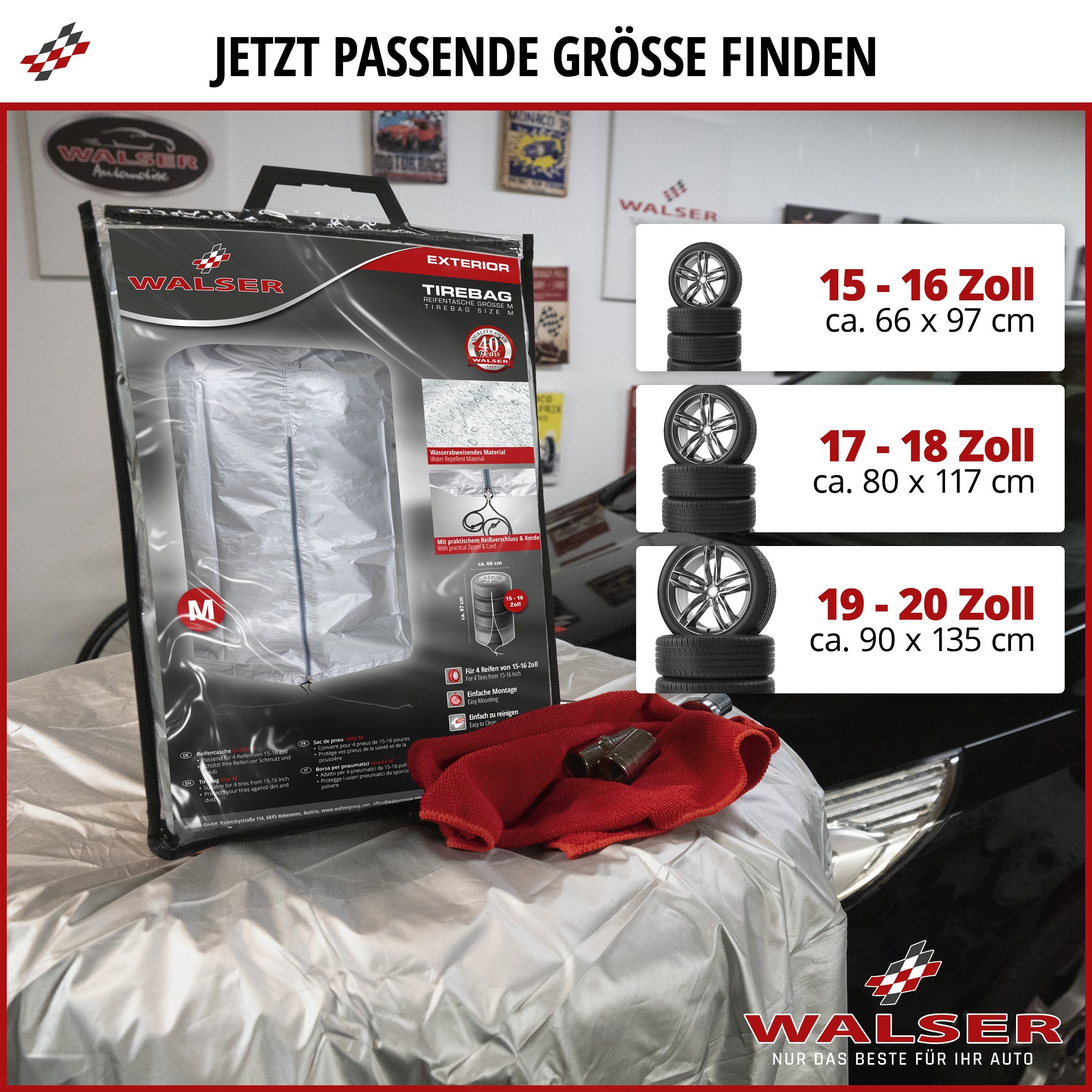 Ferocity Premium Qualität Reifentasche Set 14''- 17'' XL Reifenbeutel  Reifenaufbewahrung Reifenchutzhülle Reifenbezug 4 Stück [097]