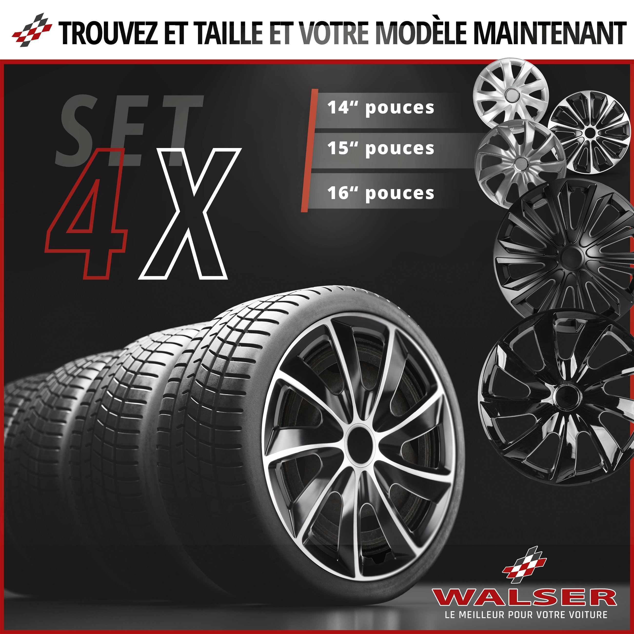 Enjoliveurs Turbine 14", 4 pièce graphite