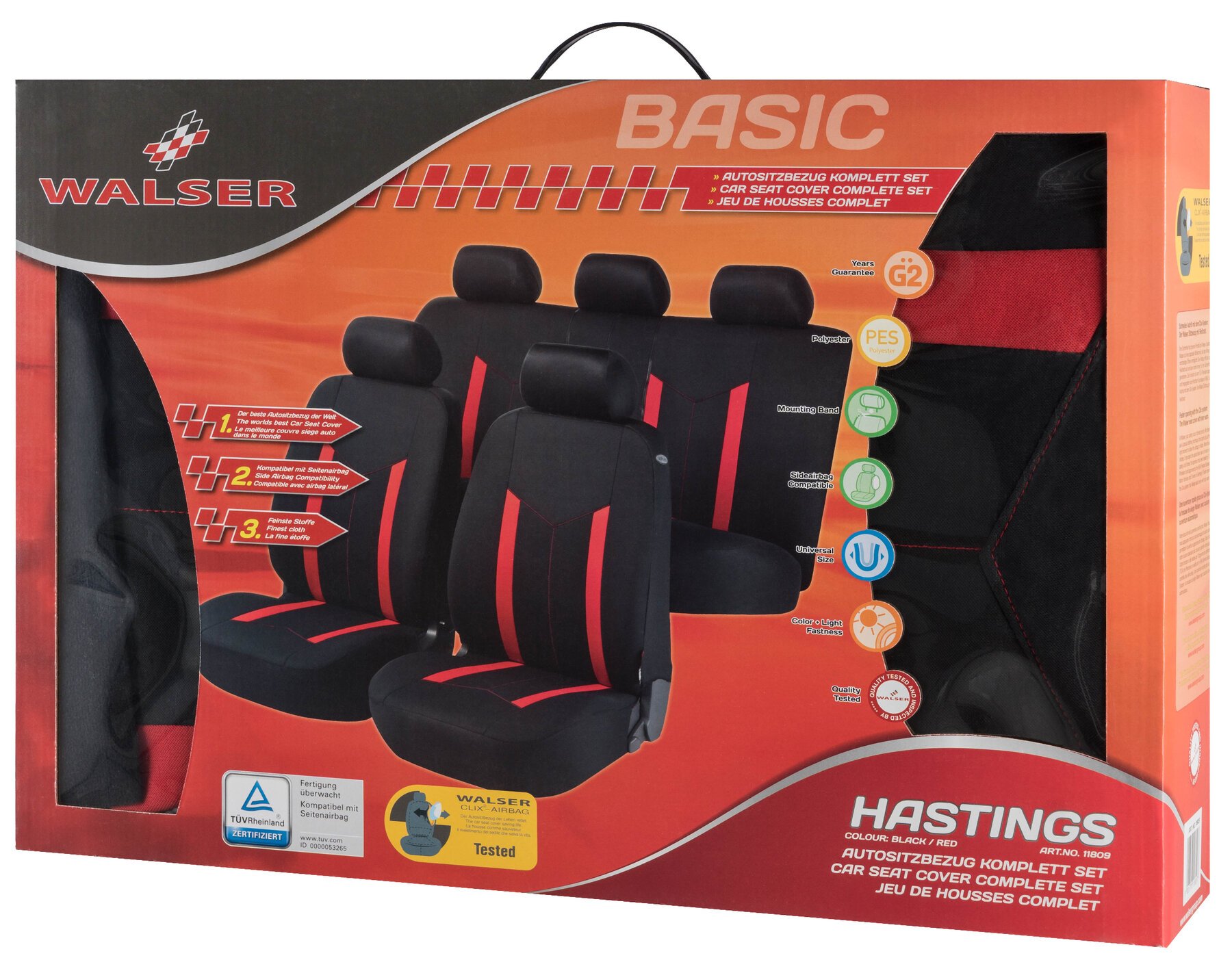 Car Seat cover Hastings red complete set