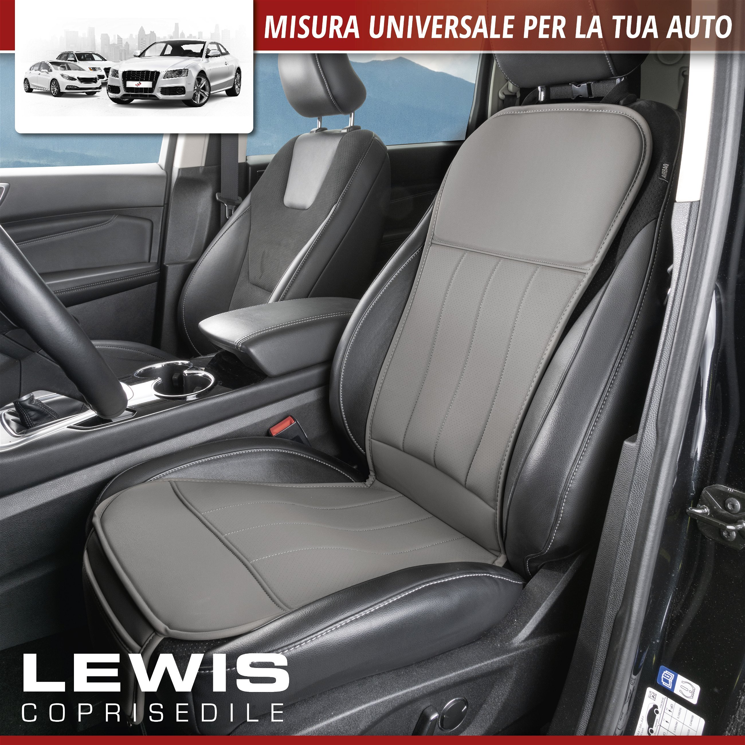 Coprisedili per auto Lewis grigio