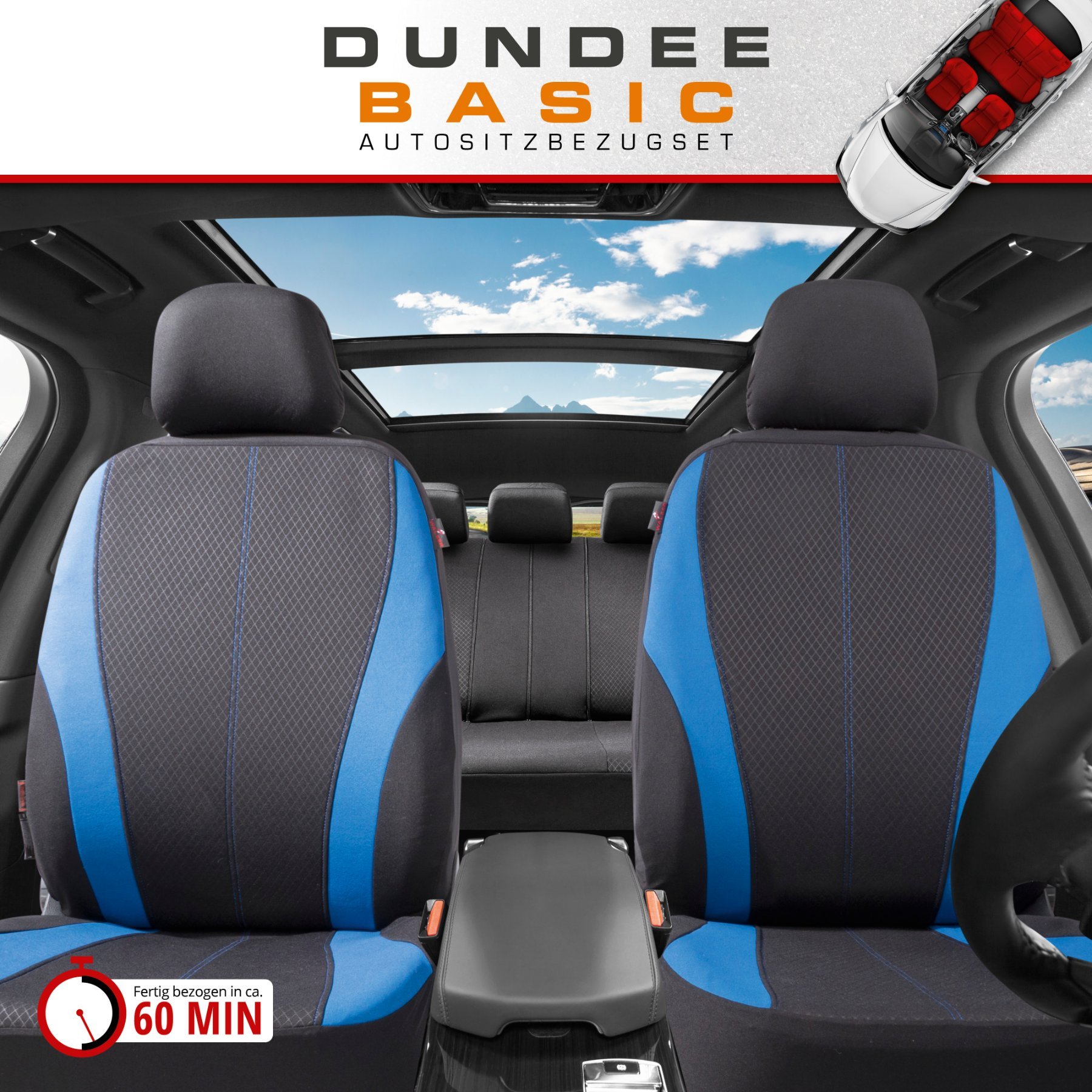 ZIPP IT Autositzbezüge Dundee Komplettset mit Reißverschluss-System schwarz/blau