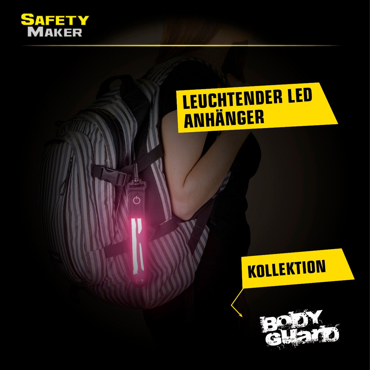 Twinkle LED Anhänger, Sicherheitsclip, Blinklicht pink