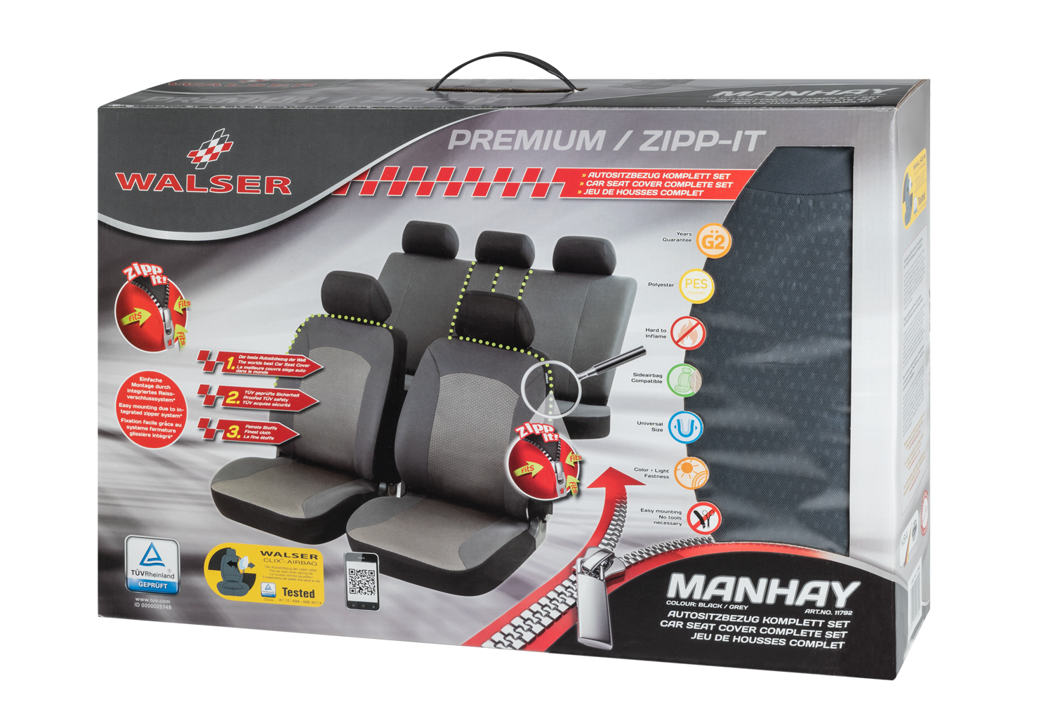 ZIPP IT Premium Manhay couvre siège auto complet avec système de fermeture éclair