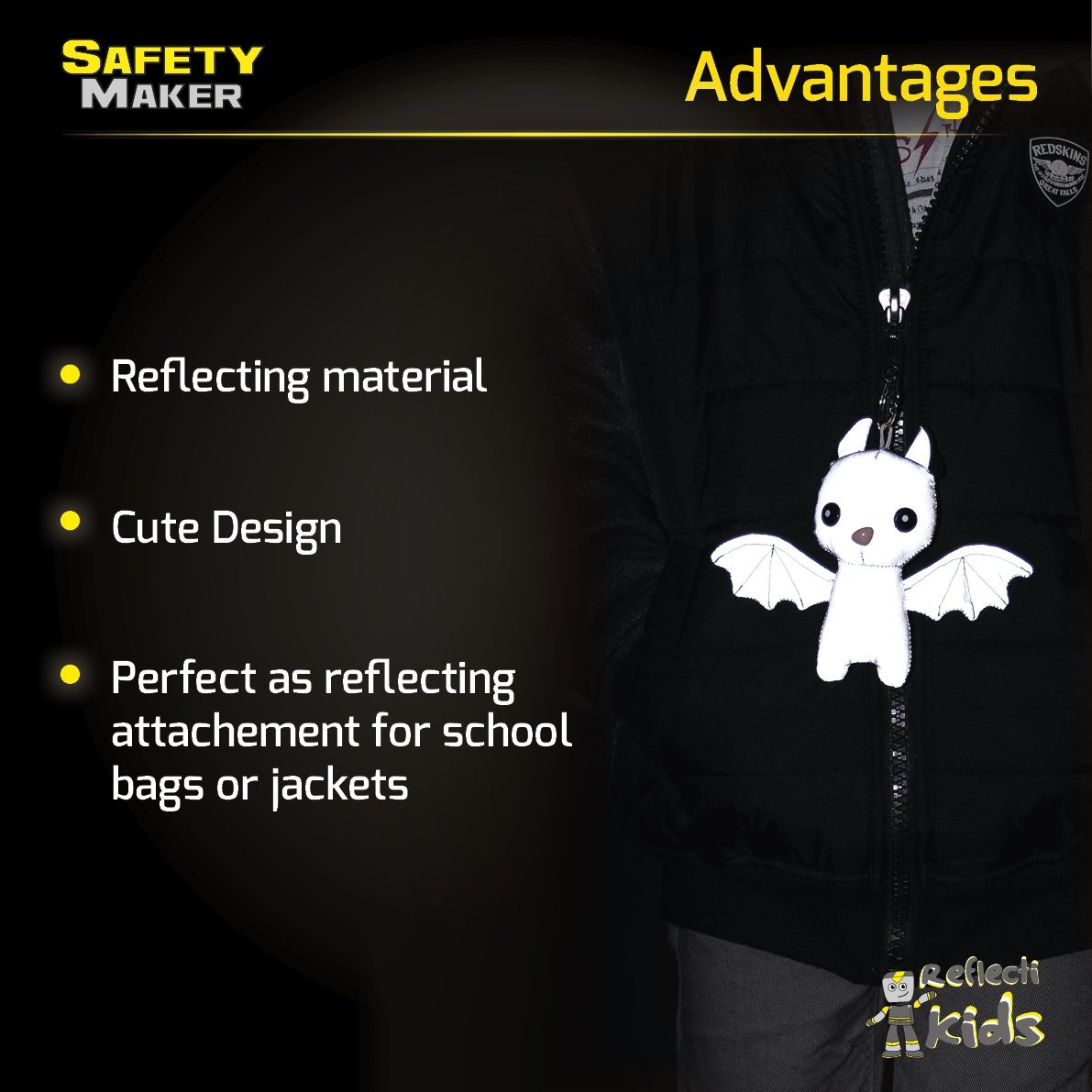 Safety Maker Soft Pendant Batty silver reflective