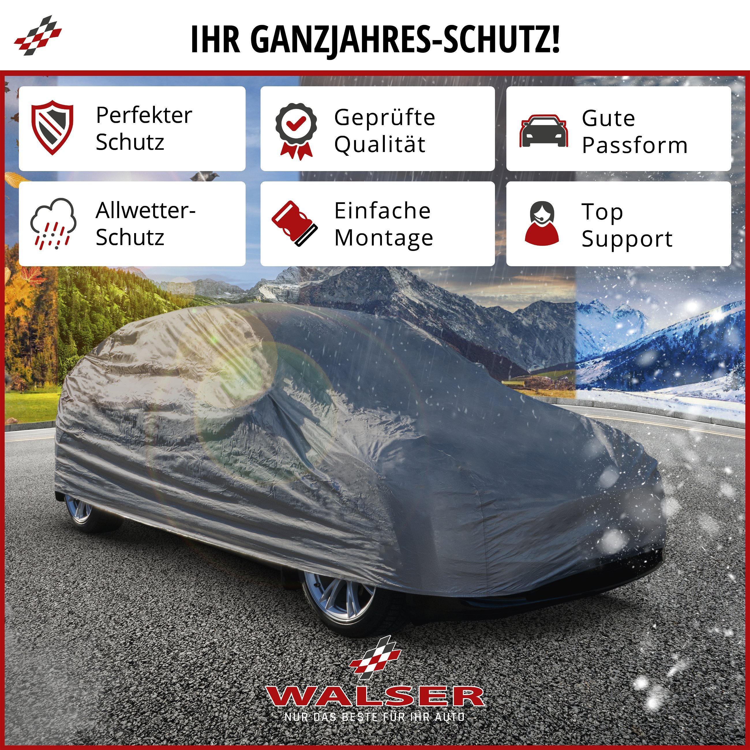 Abdeckplane Auto All Weather Basic, Autoplane Vollgarage SUV Größe M, Autoabdeckung grau