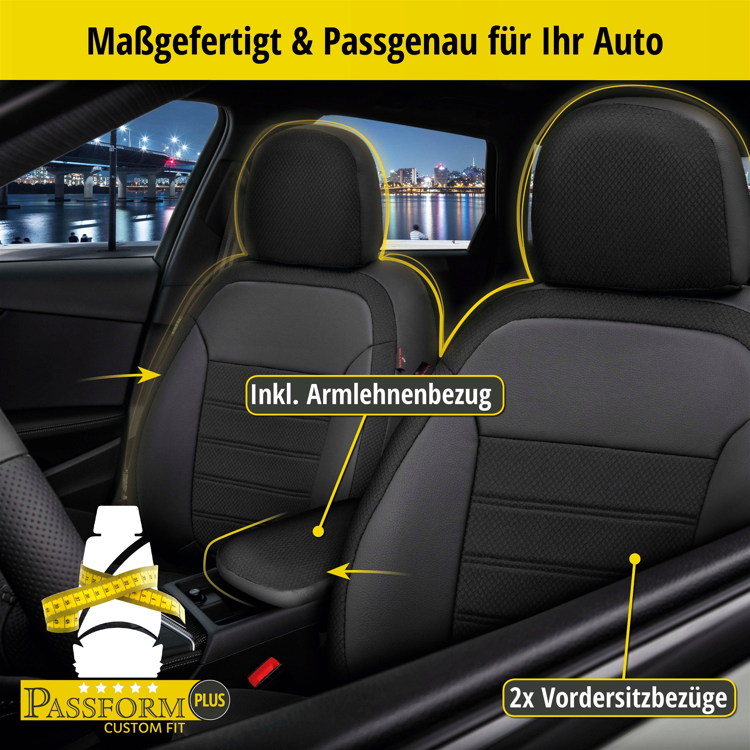 Passform Sitzbezug Aversa für Audi A4 Avant (8K5, B8) 11/2007-12/2015, 2 Einzelsitzbezüge für Sportsitze