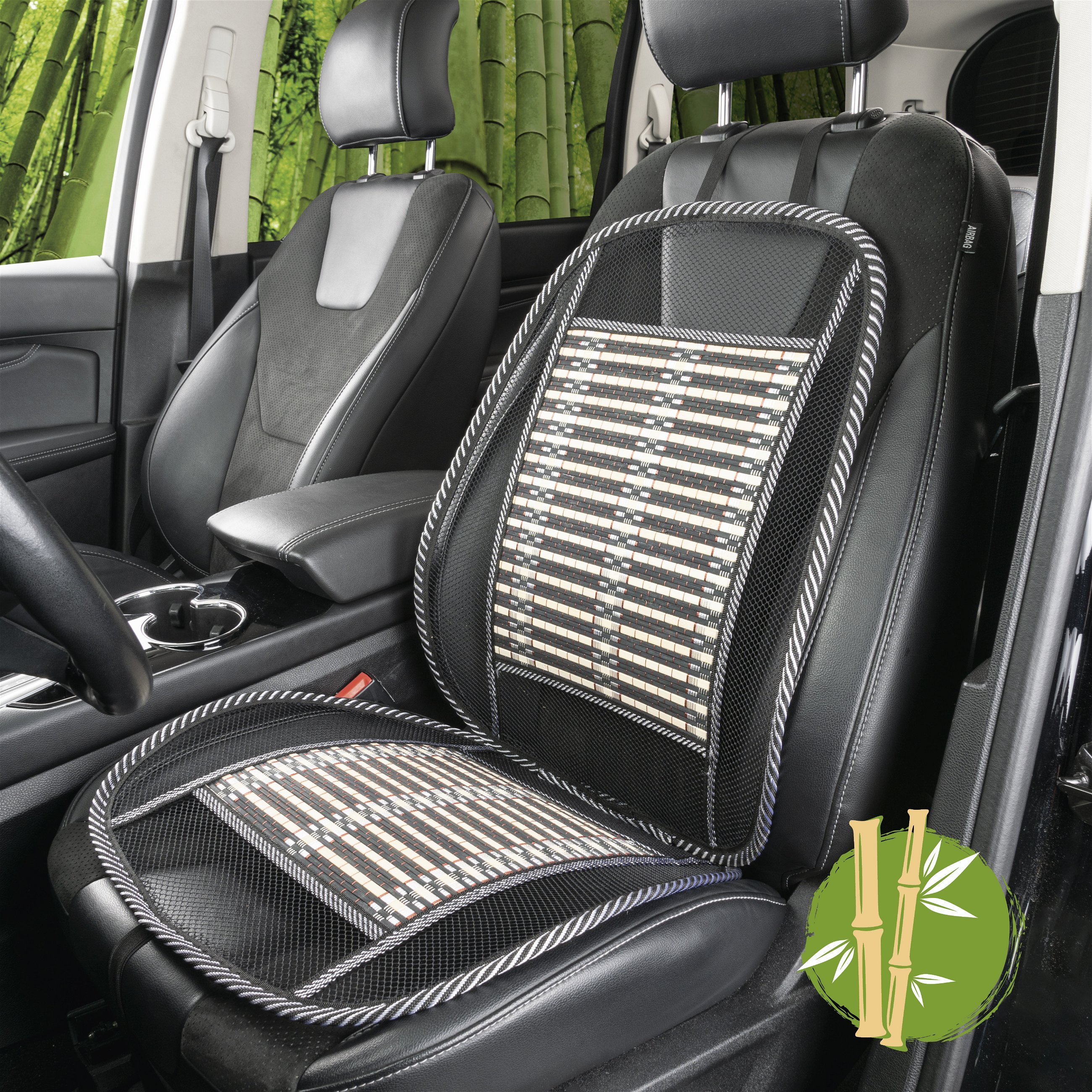 Breathable bamboo seat cover in beige black Seat Cushions Car