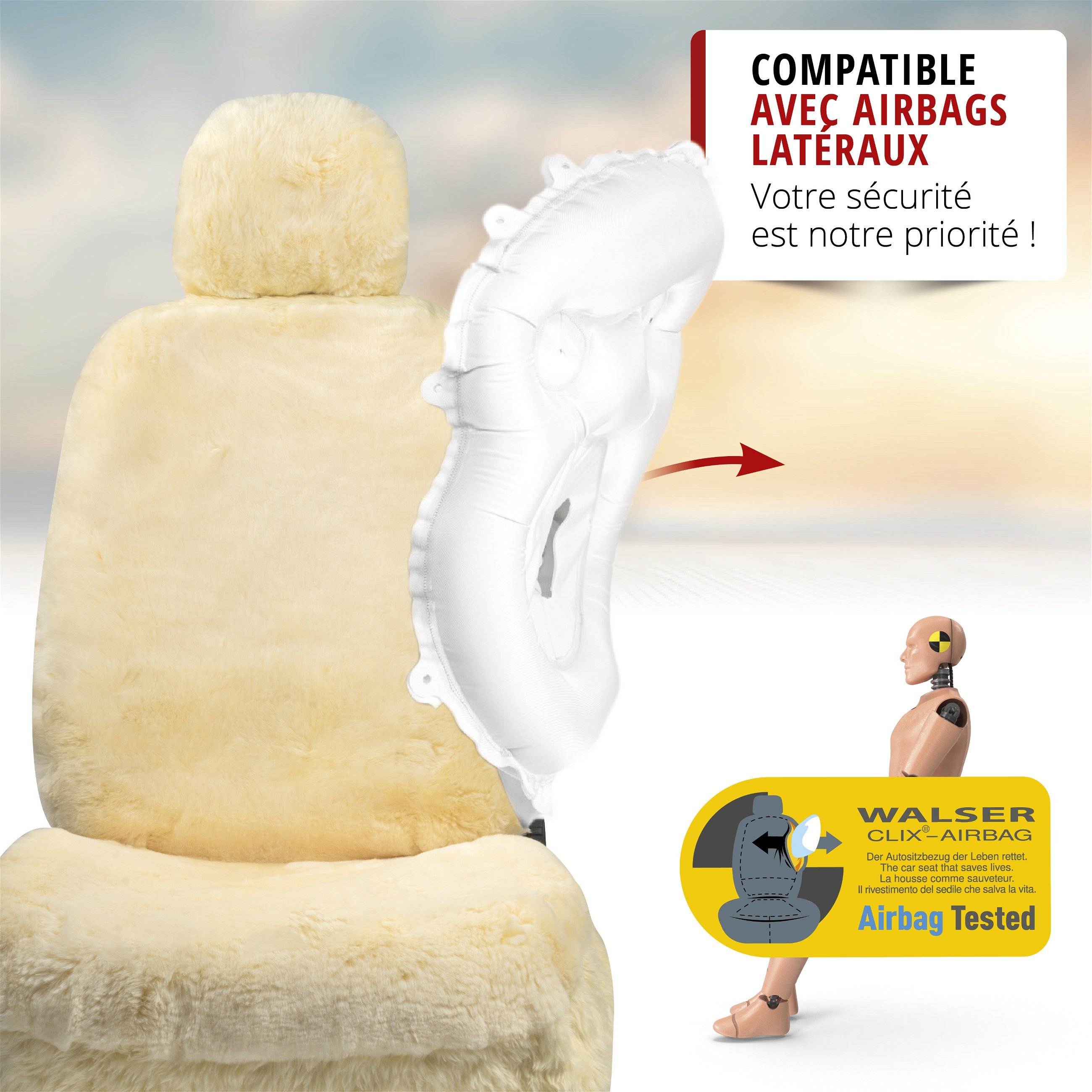 Housse de sièges Maya agneau beige