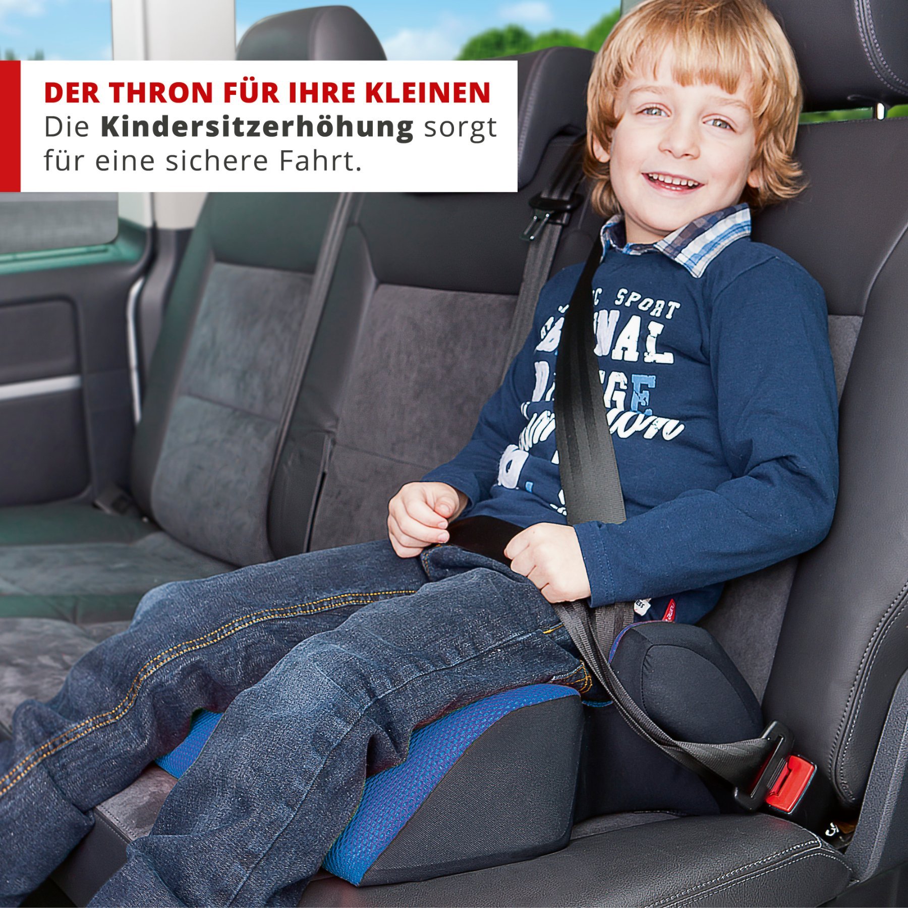 Kindersitzerhöhung Juniors Best, Auto-Kindersitz ECE 44/04 geprüft blau/schwarz