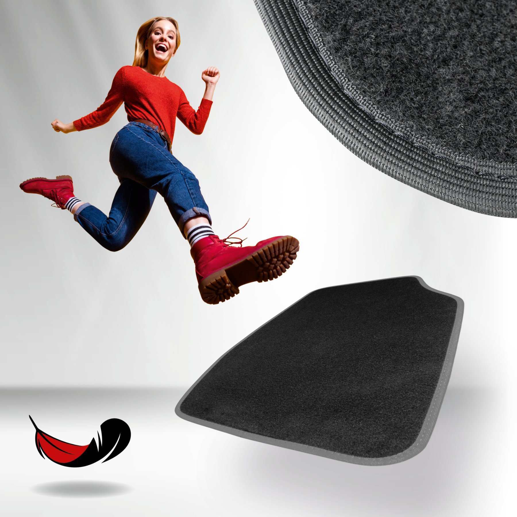 Tapijtmat, universele vloermatten, automatten set zwart