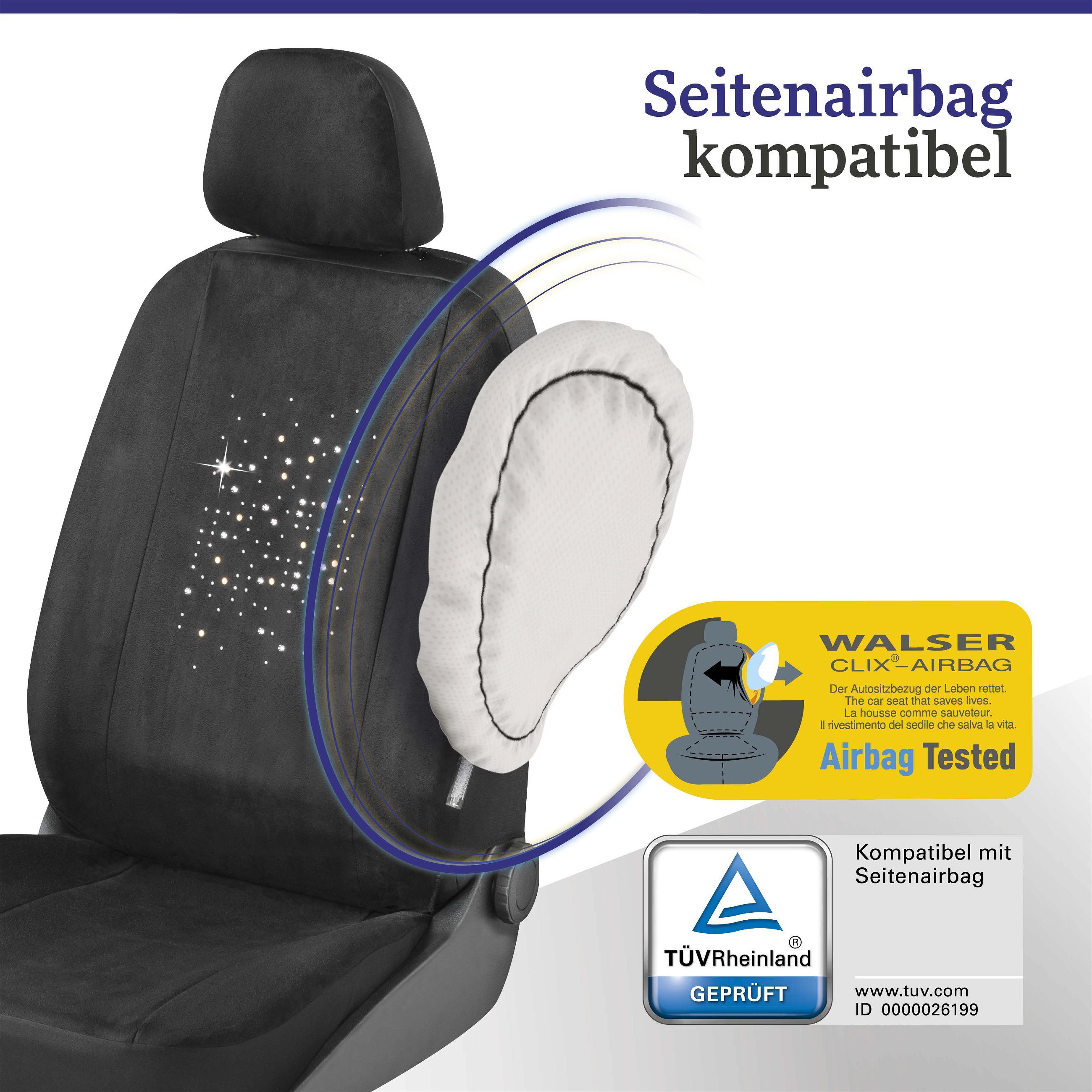Autositzbezug Angelina verziert mit Kristallen von Swarovski® für einen  Vordersitz, Stoff Sitzbezüge, Sitzbezüge und Sitzauflagen für PKWs, Autositzbezüge & Auflagen