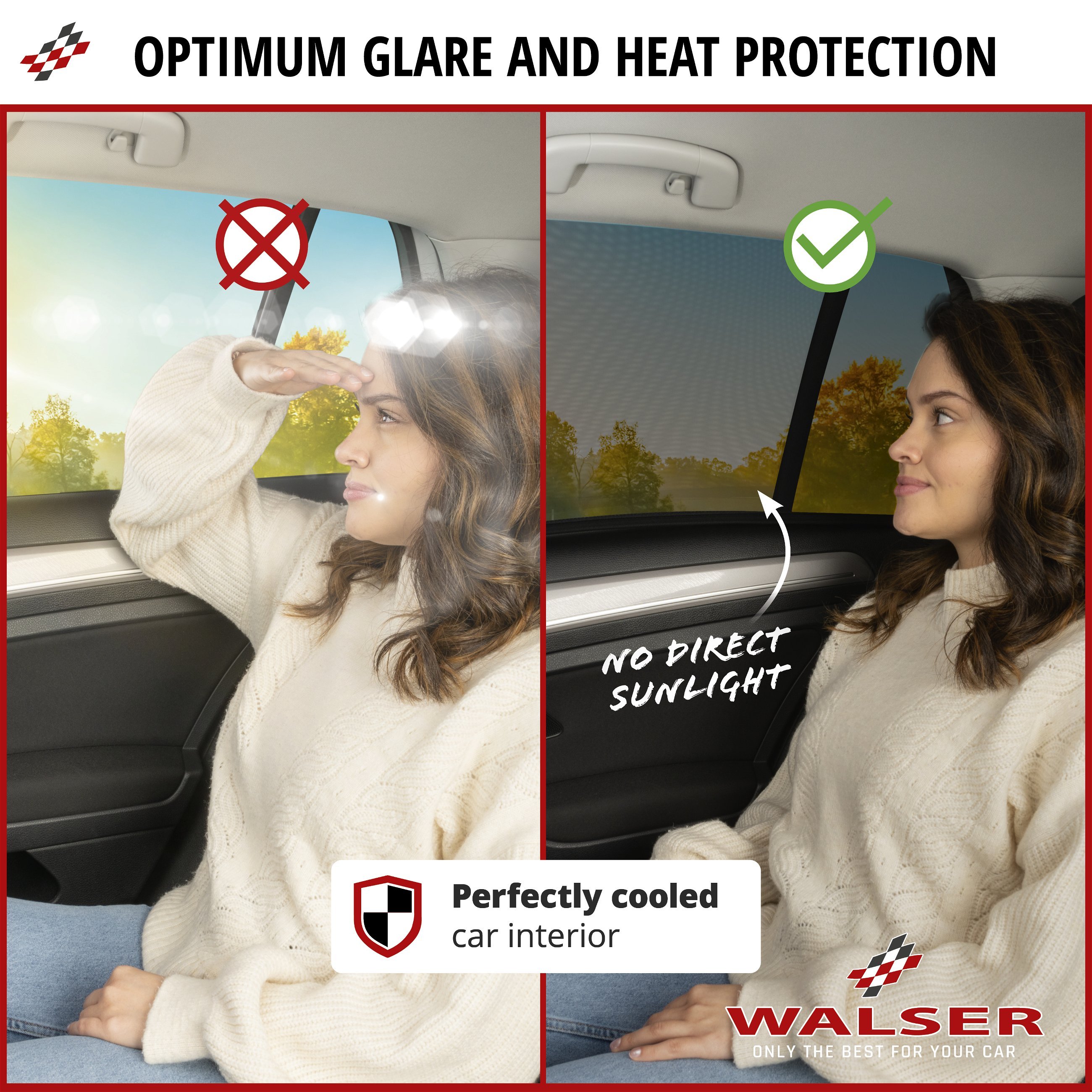 Sunscreen Window Sock Premium, Set of 2 Sun Visor Side Window, Car Sunscreen Black