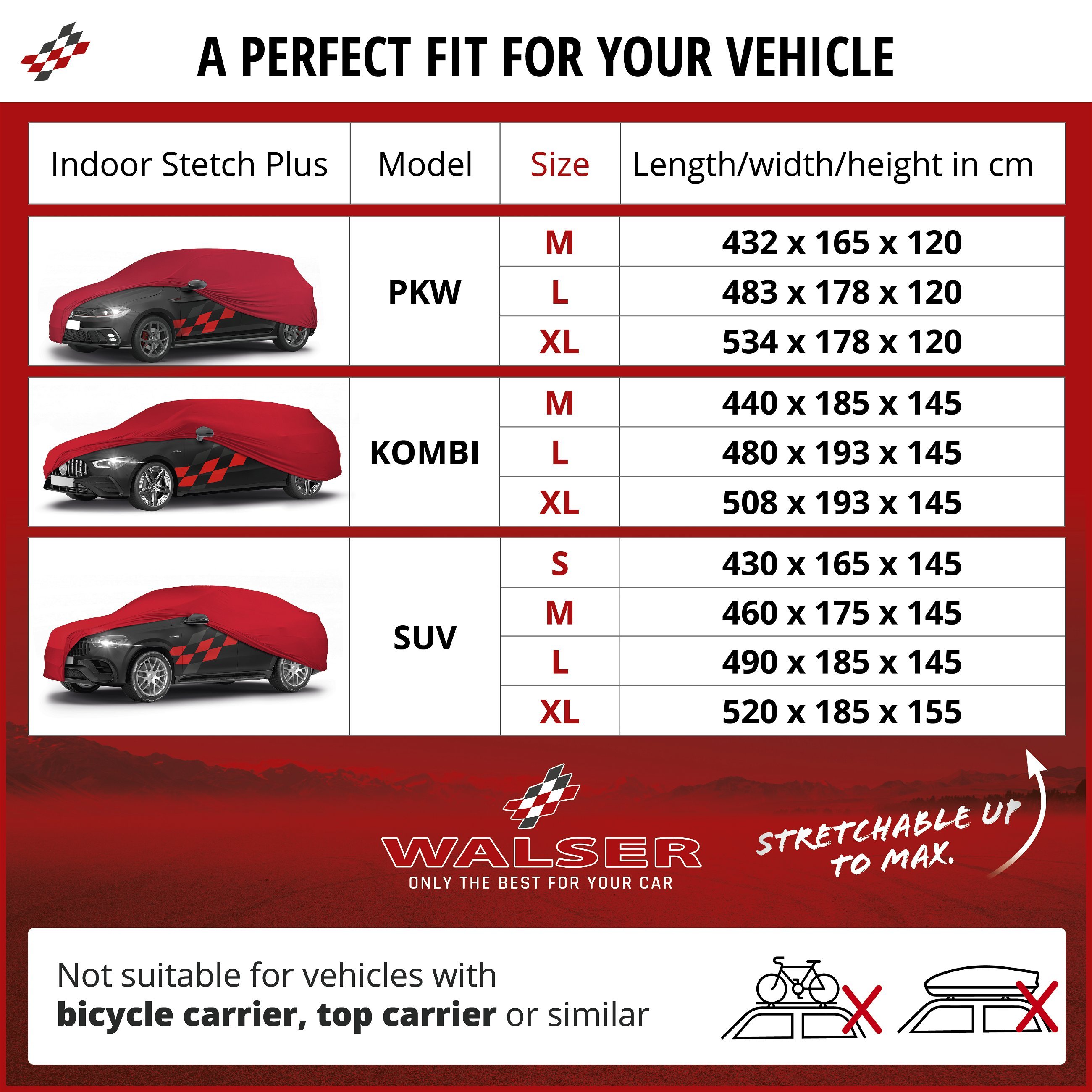 Car cover Indoor Stretch Plus SUV size XL red