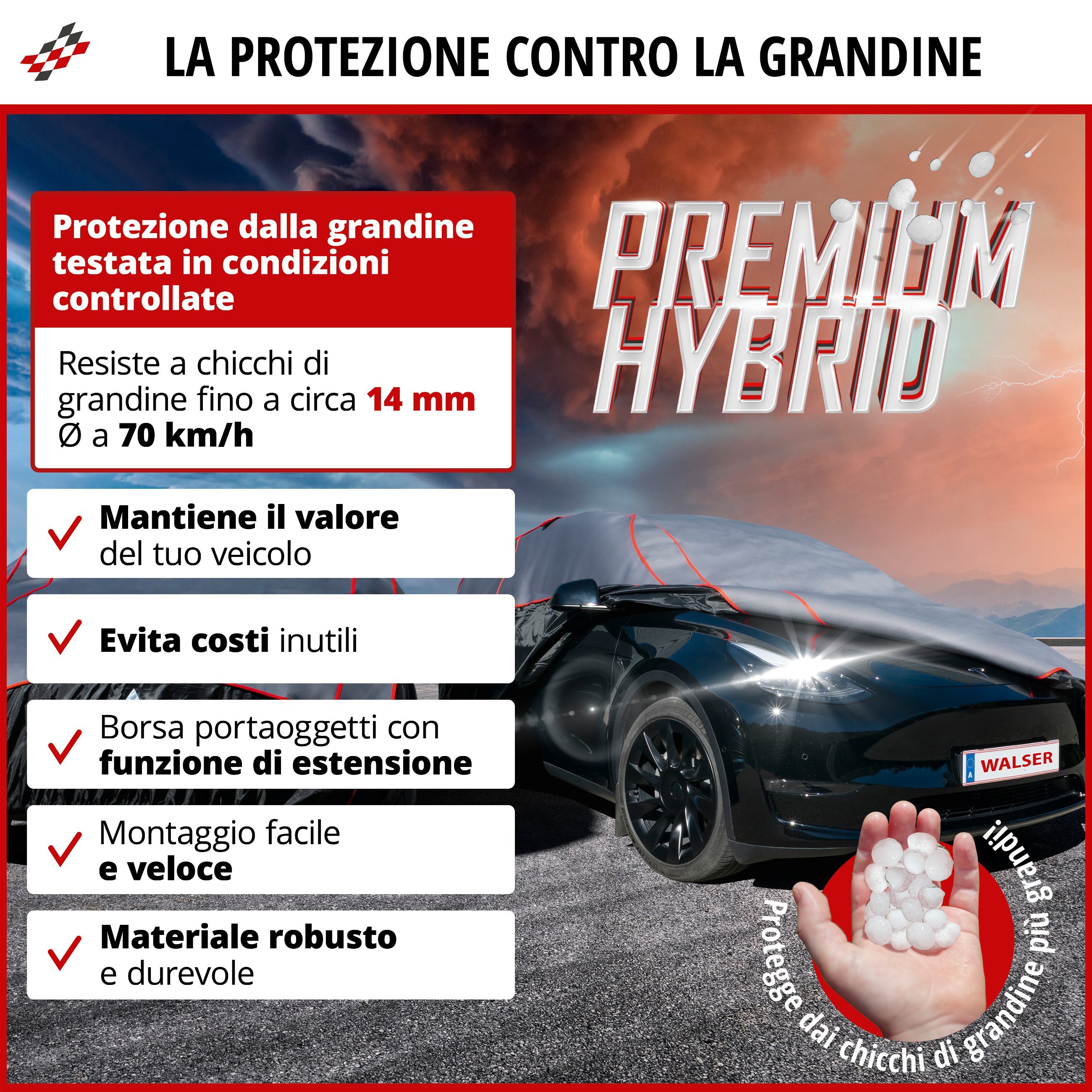 Telo Copriauto antigrandine Premium Hybrid misura M