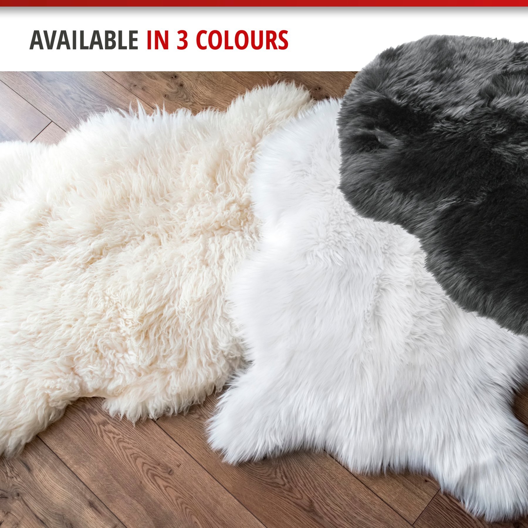 Lambskin rug Blake white 80-90cm made of 100% natural lambskin, wool height 50mm, ideal in living room & bedroom