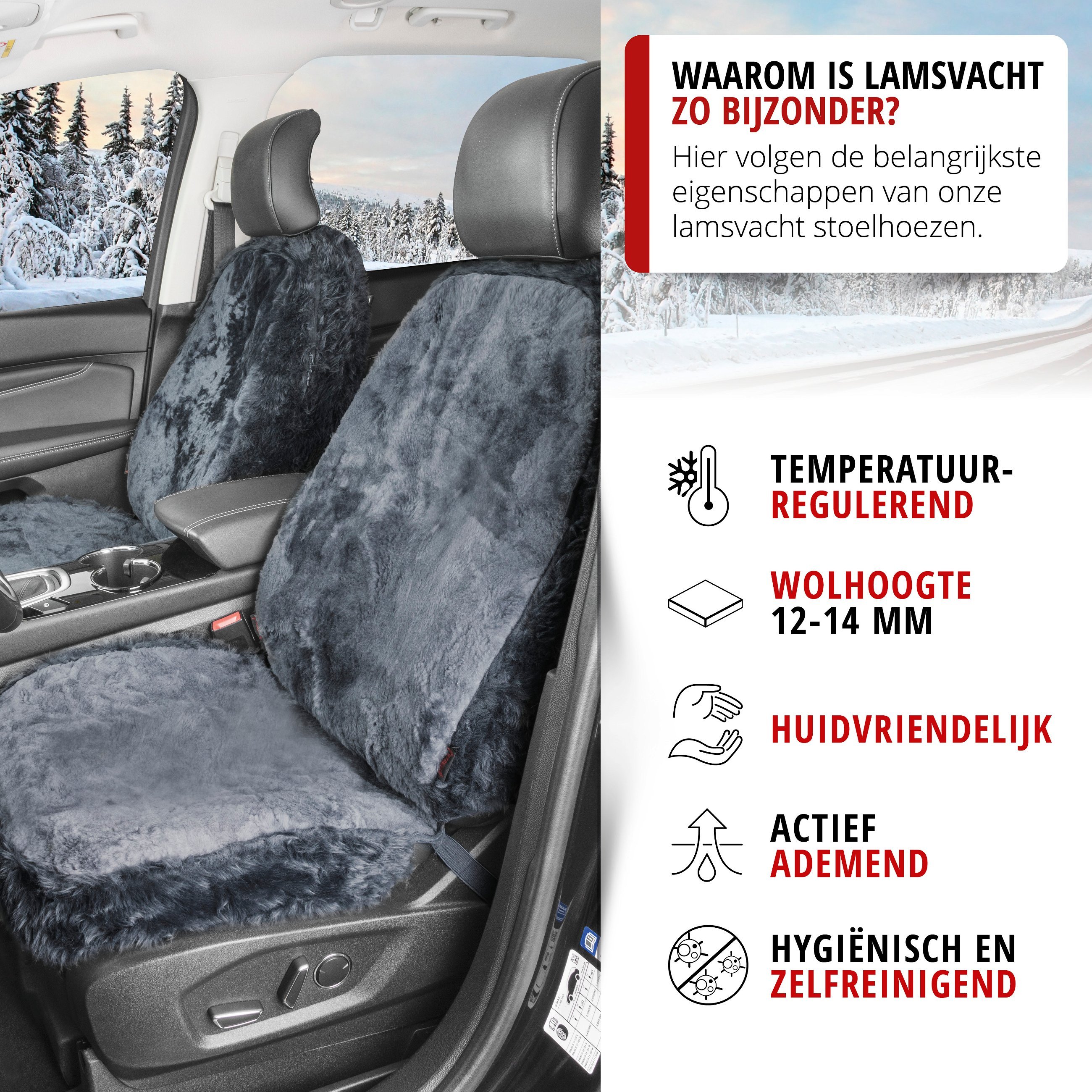 Autostoelhoes Lamsvel Nineve antraciet