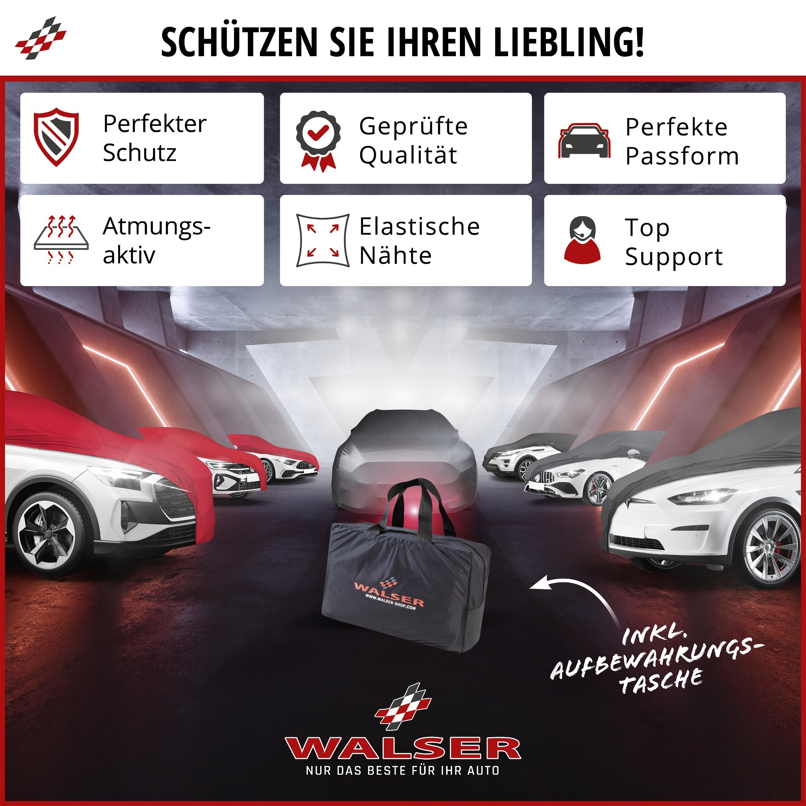 Autoplane Indoor Stretch Basic, PKW-Abdeckplane Kombi Größe XL schwarz