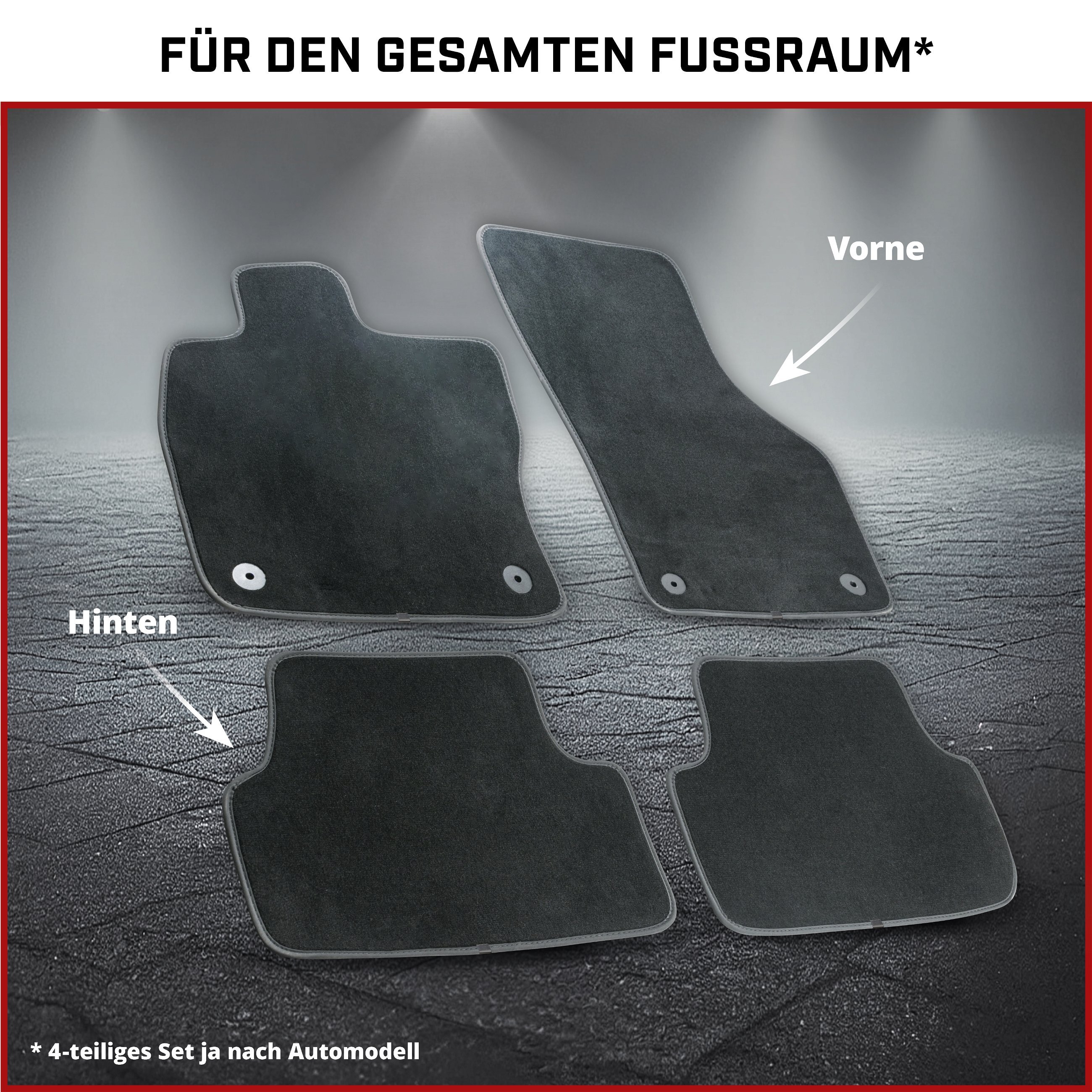 Premium Fußmatten für VW T5 04/2003-08/2015, VW T6 04/2015-Heute, 3-Sitzer