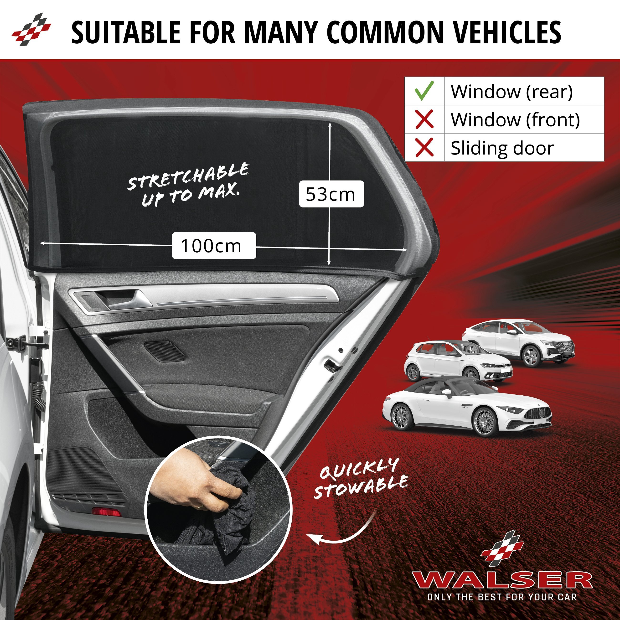 Sunscreen Window Sock Premium, Set of 2 Sun Visor Side Window, Car Sunscreen Black