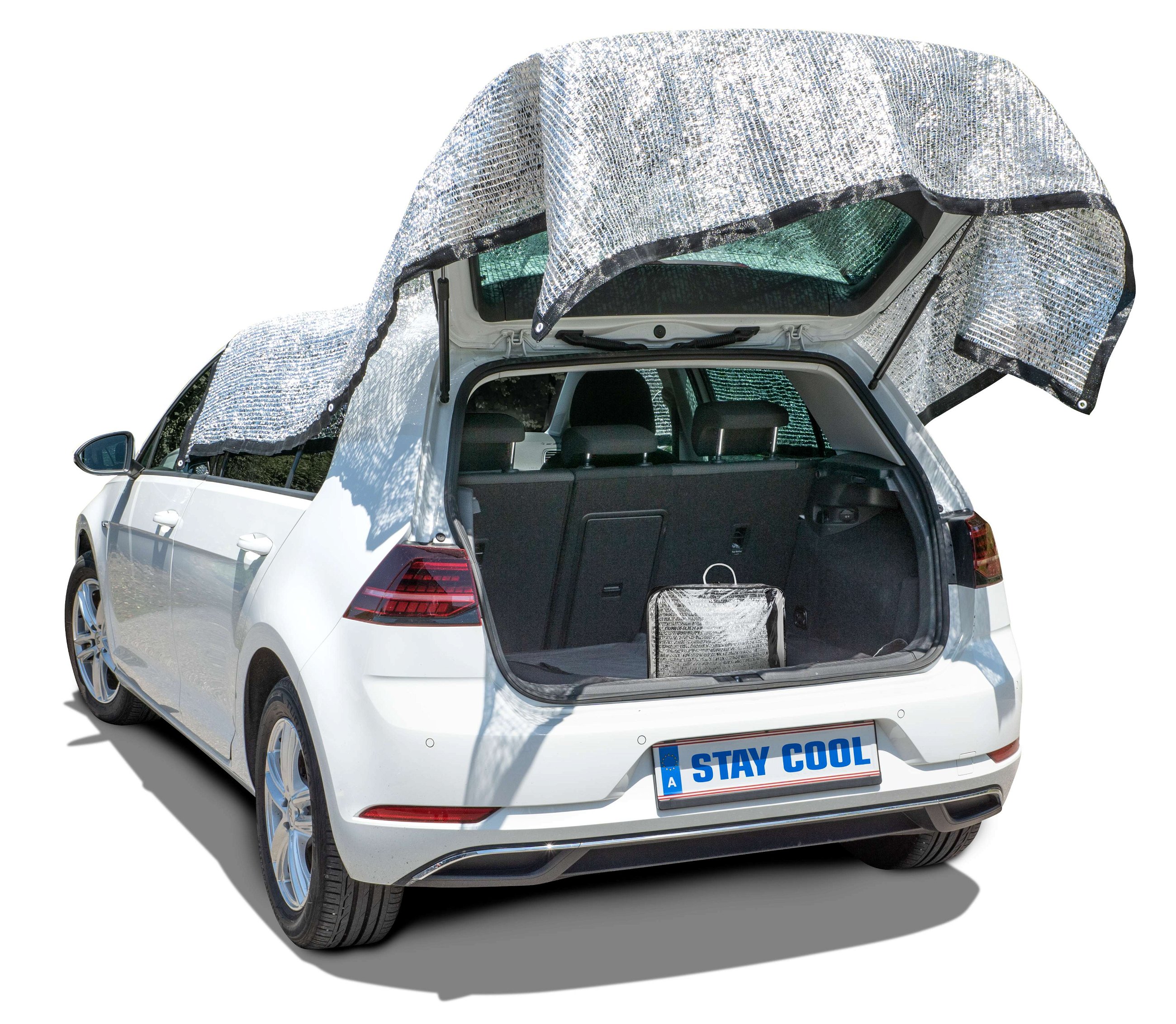 Sonnenschutznetz Stay Cool, PKW-Schattenspender mit UV-Schutz silber 3x4m, Sonnenschutz Planen, Autoplanen & Garagen