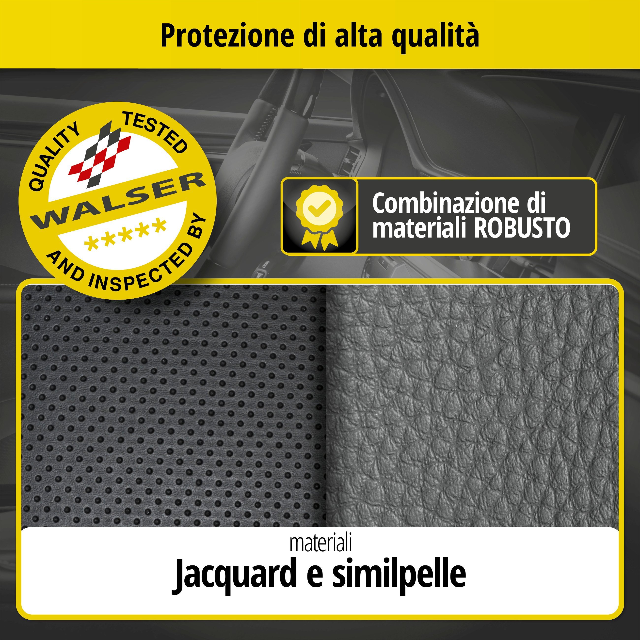 Coprisedili Robusto per Audi A3 (8P1) 05/2003-12/2013, 1 coprisedili posteriore per sedili sportivi