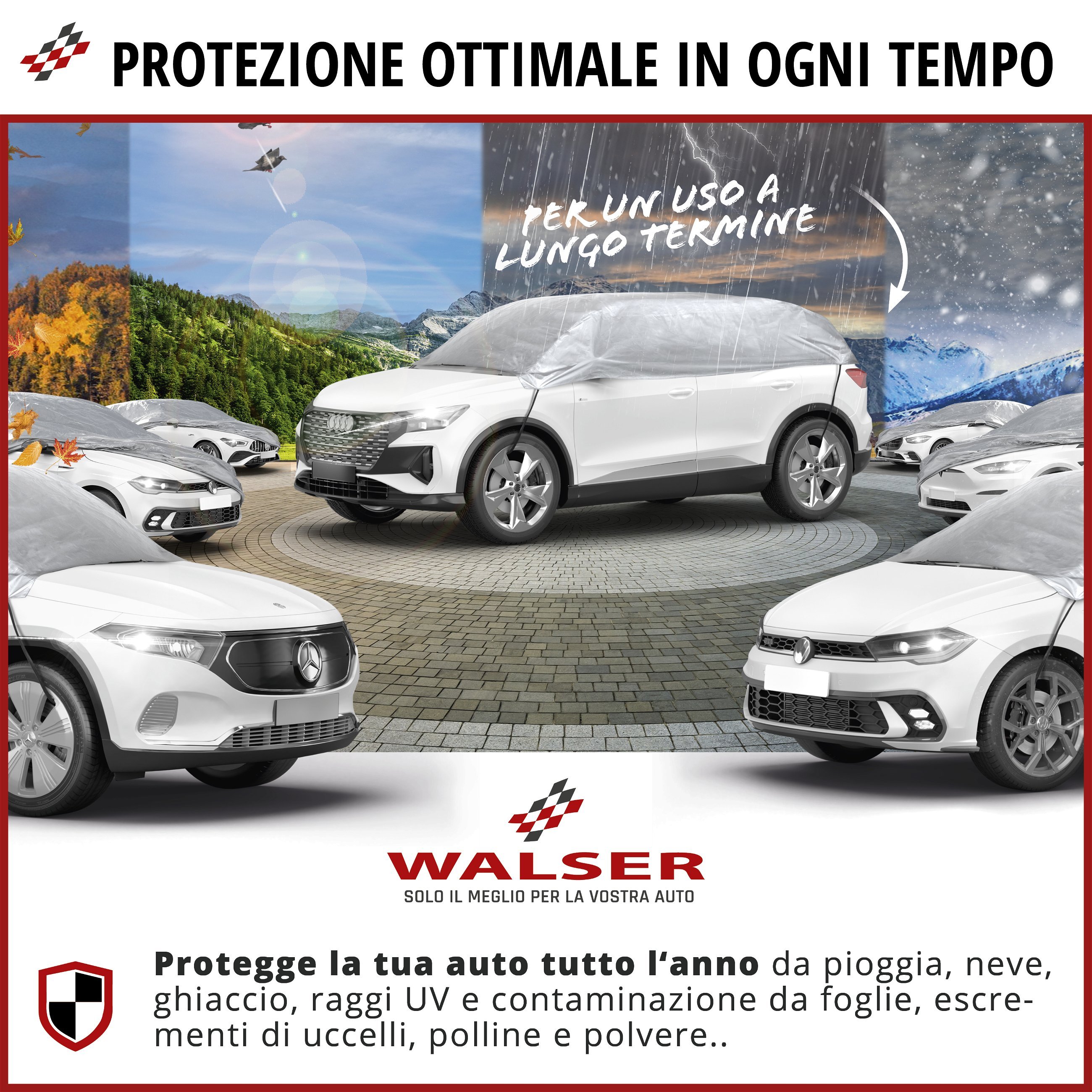 Telone per auto All Weather Basic, telone auto mezzo garage misura M argento