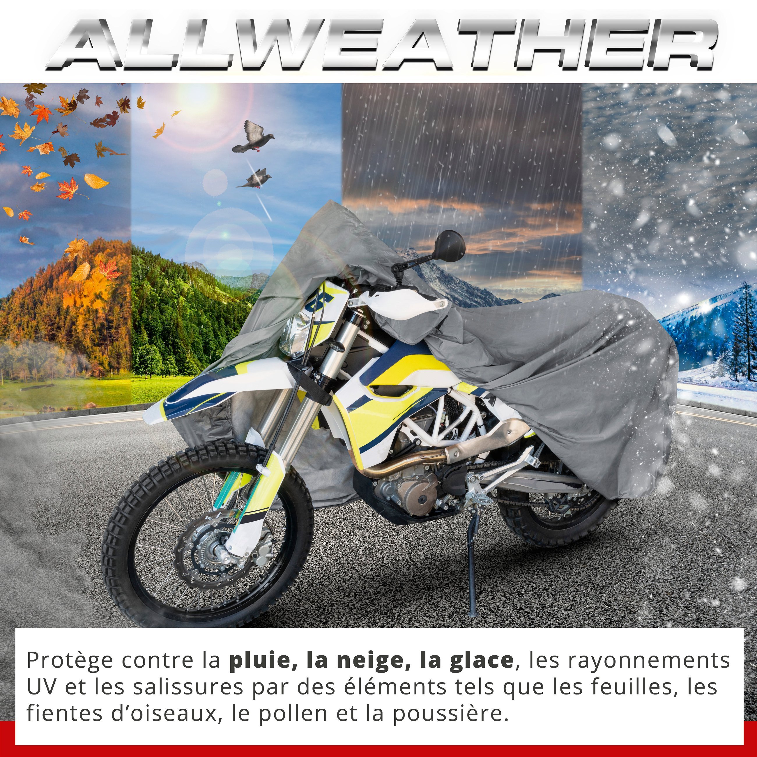 Garage à motos Enduro taille XL PVC - 255 x 110 x 135 cm gris