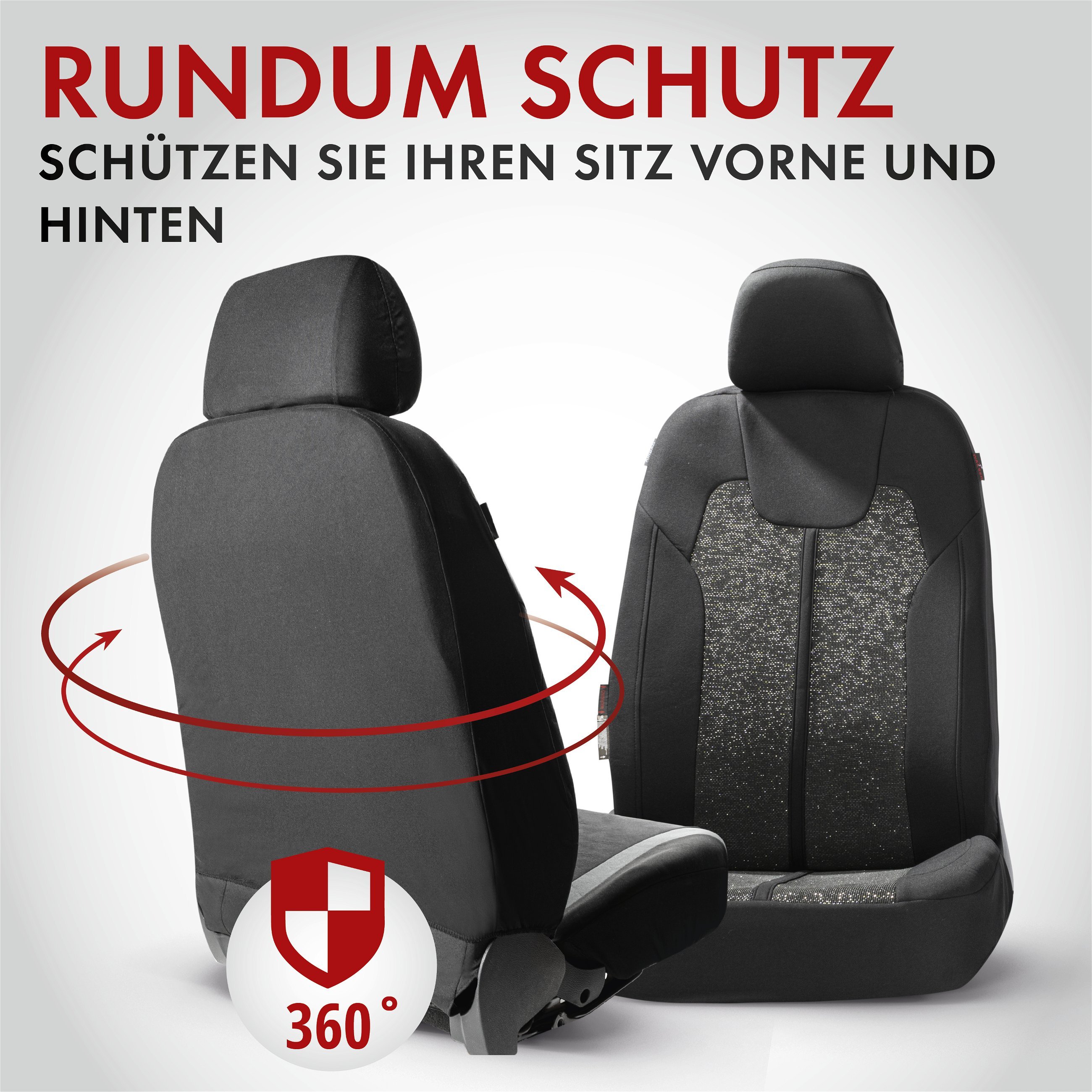 Autositzbezug ZIPP-IT Corso, PKW-Schonbezüge für 2 Vordersitze mit Reißverschluss-System schwarz/silber