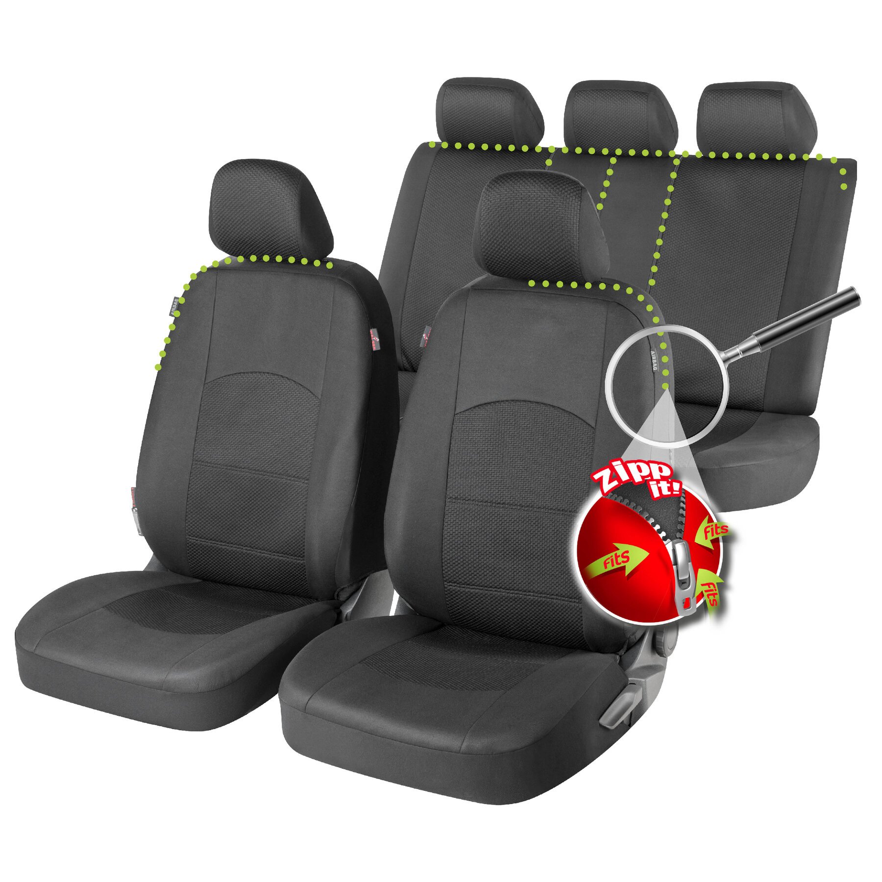 ZIPP IT Premium Derby - housses de siège auto avec système de fermeture éclair