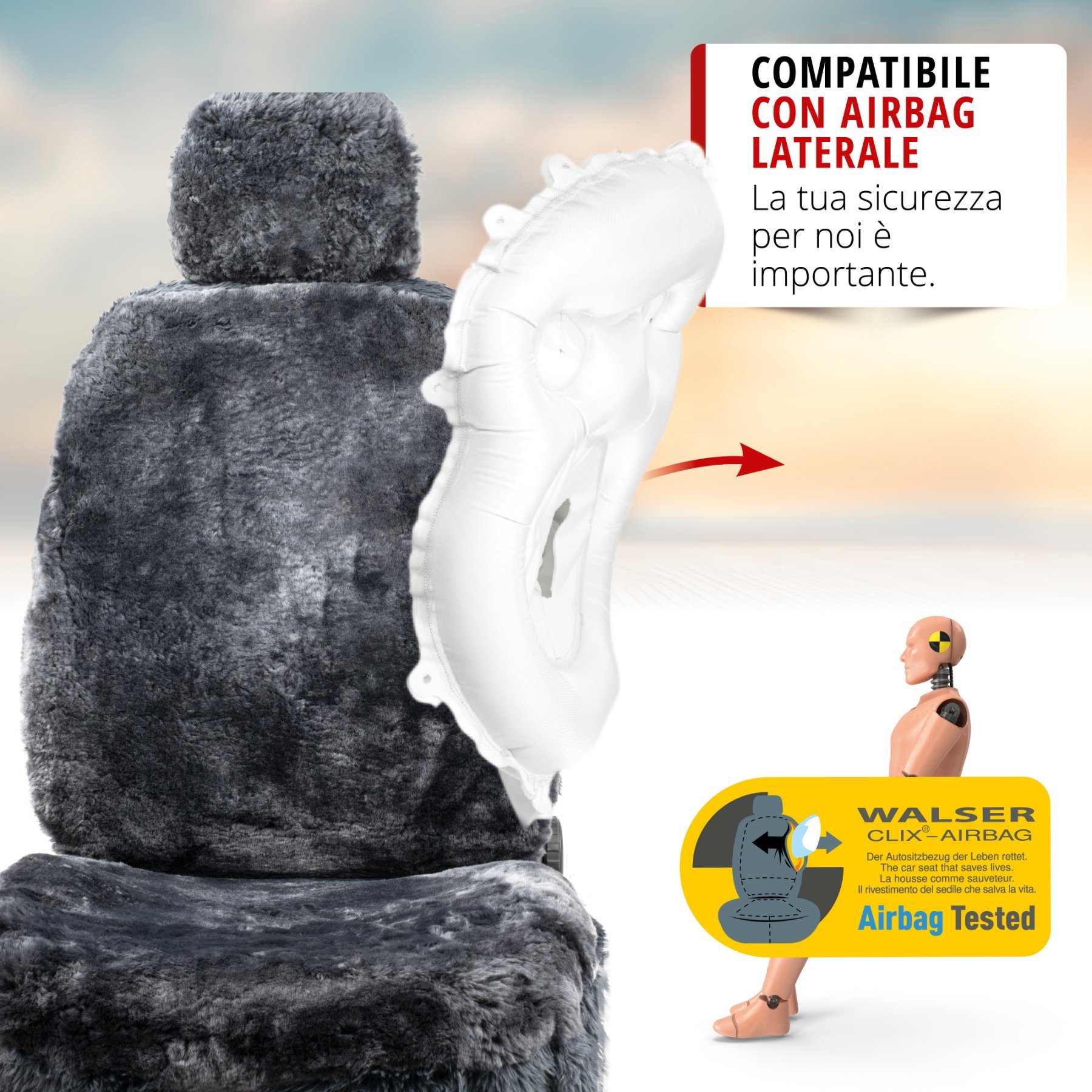 Coprisedili auto Maya in pelle di agnello antracite