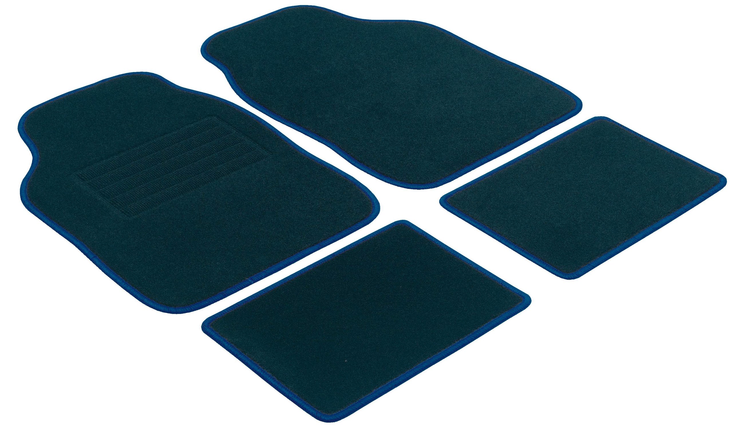 Autoteppich Velours 4tlg universal schwarz/ blau gekettelt