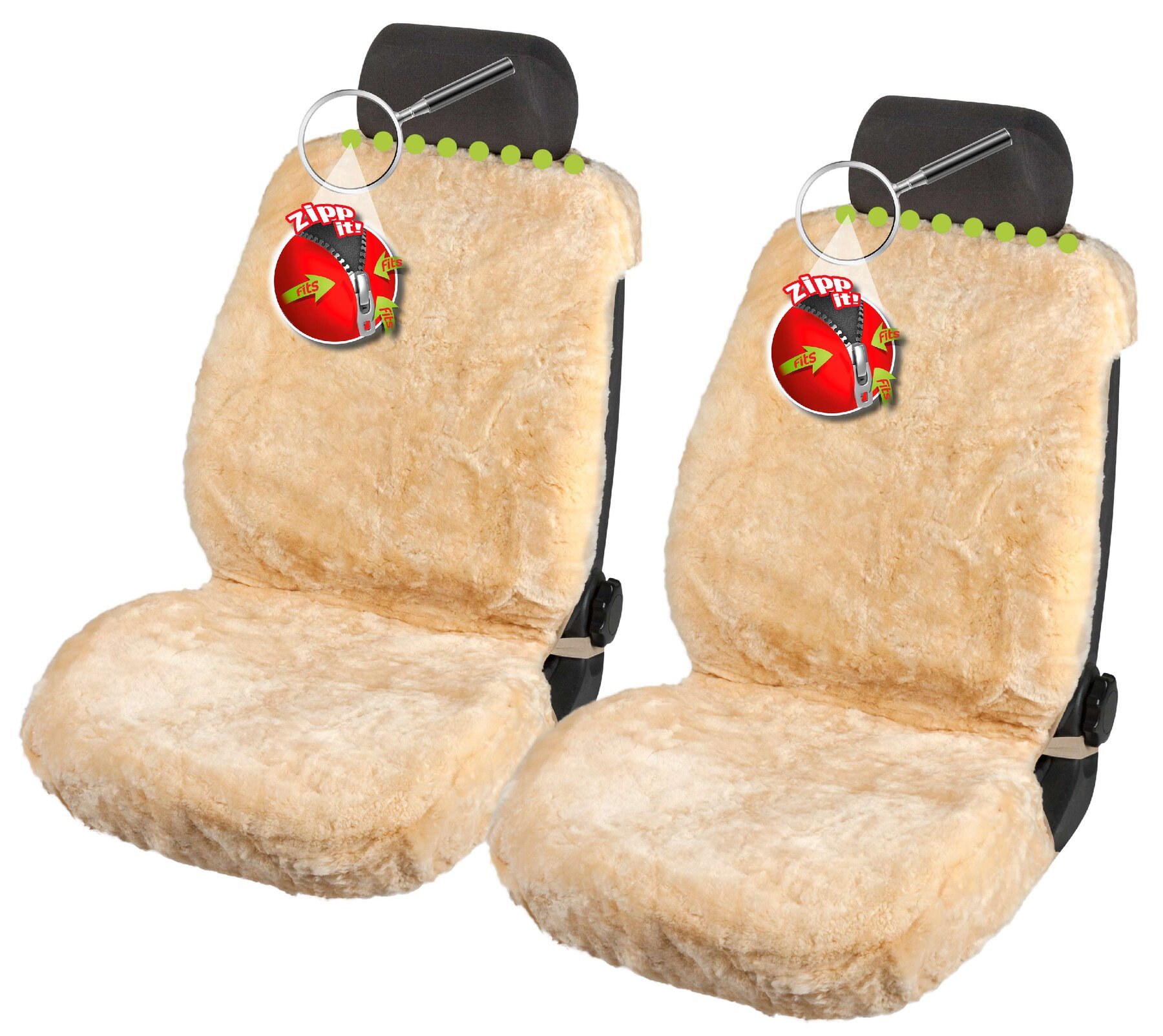 Car Seat cover Tiauna double cap lambskin beige with ZIPP IT system